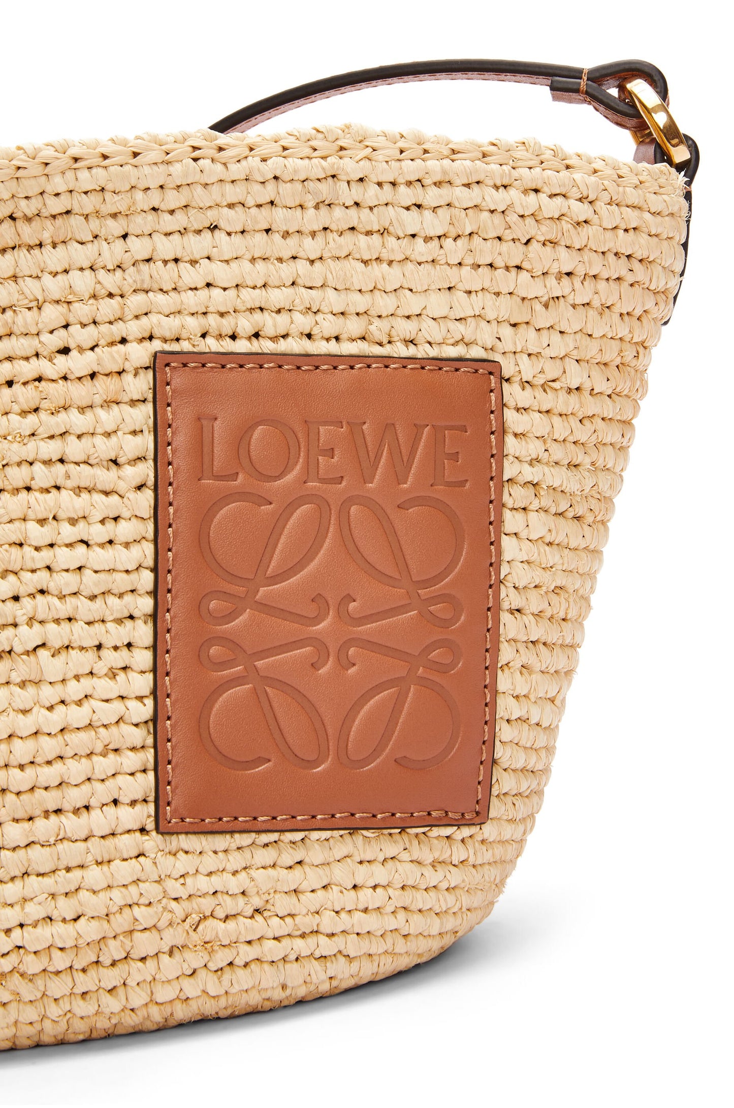 Slit pochette bag in raffia and calfskin - Hall Of Brand