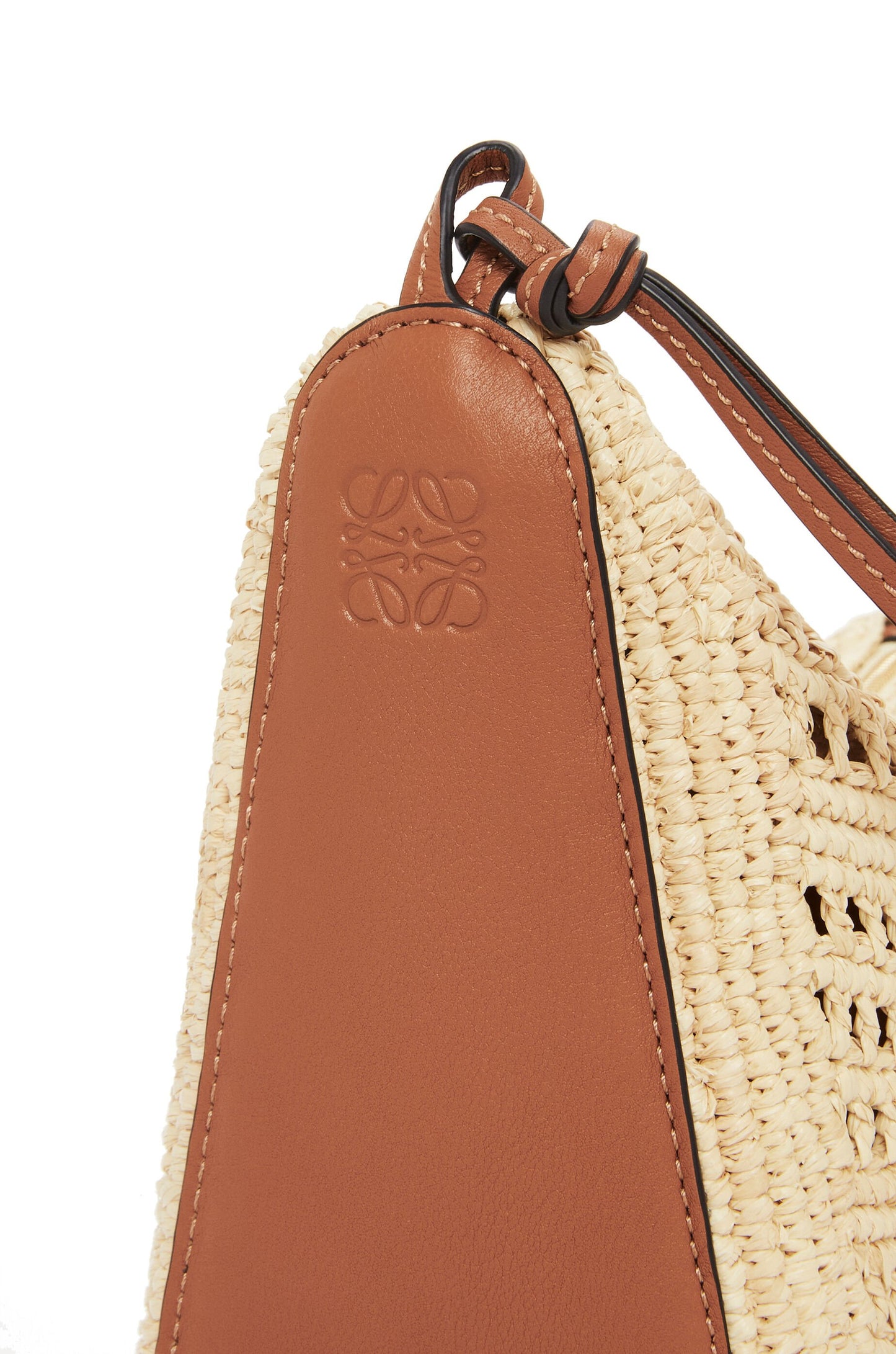Mini Hammock Hobo in raffia and calfskin - Hall Of Brand