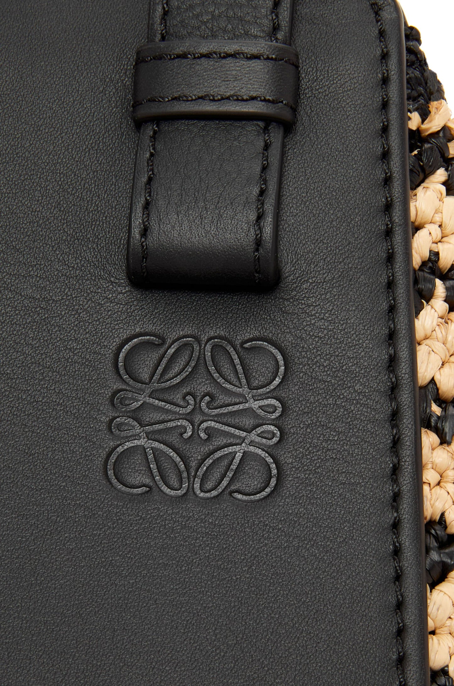 Compact Hammock bag in raffia and calfskin - Hall Of Brand