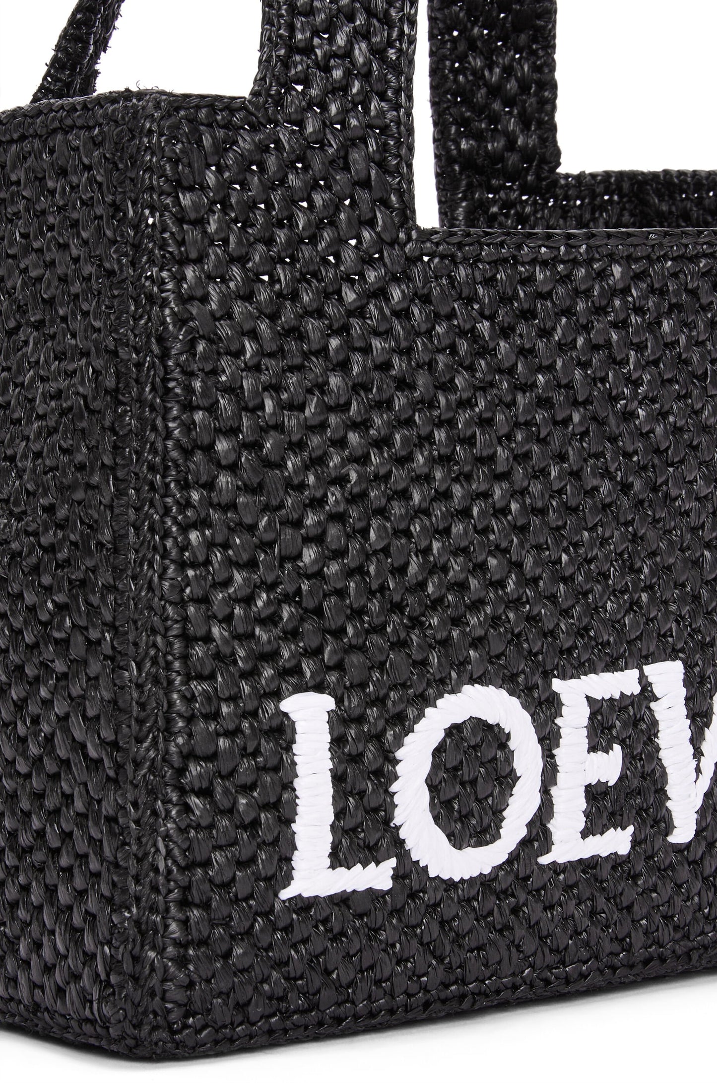 Mini LOEWE Font Tote in raffia - Hall Of Brand