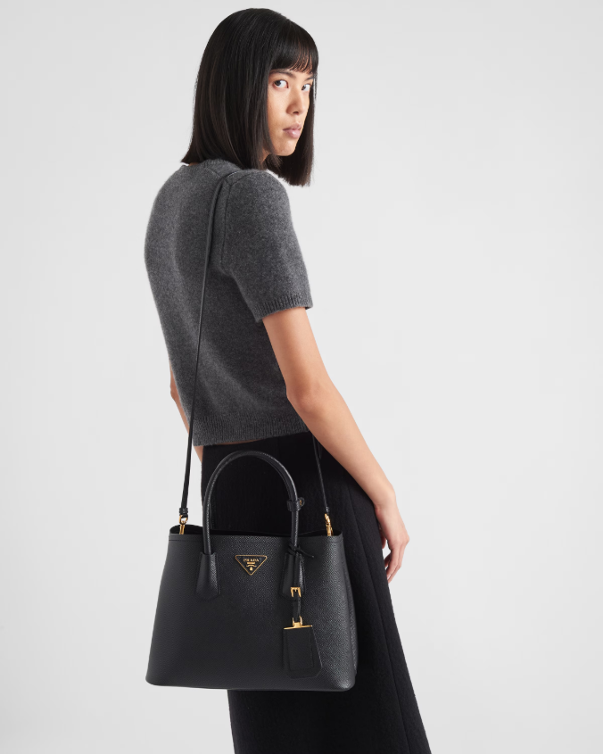 Small saffiano leather double prada bag - Hall Of Brand