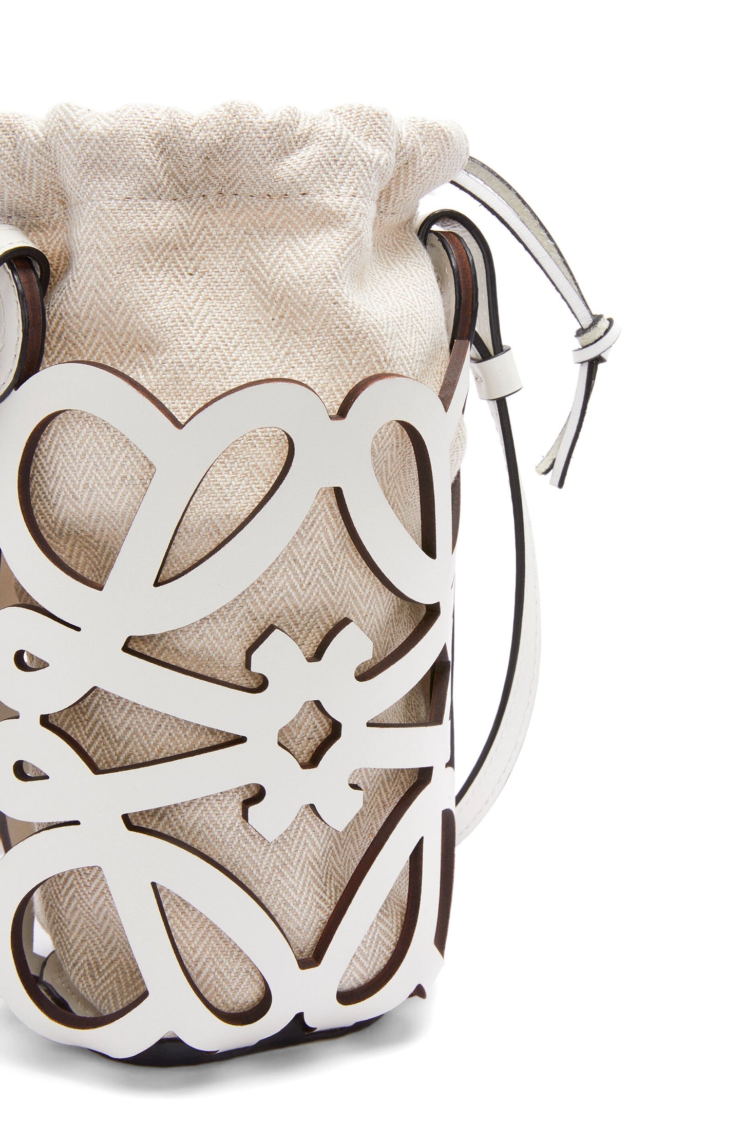 Anagram cut-out pocket in classic calfskin and canvas