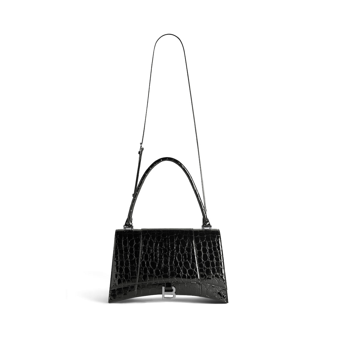 Hourglass hinge medium handbag crocodile embossed