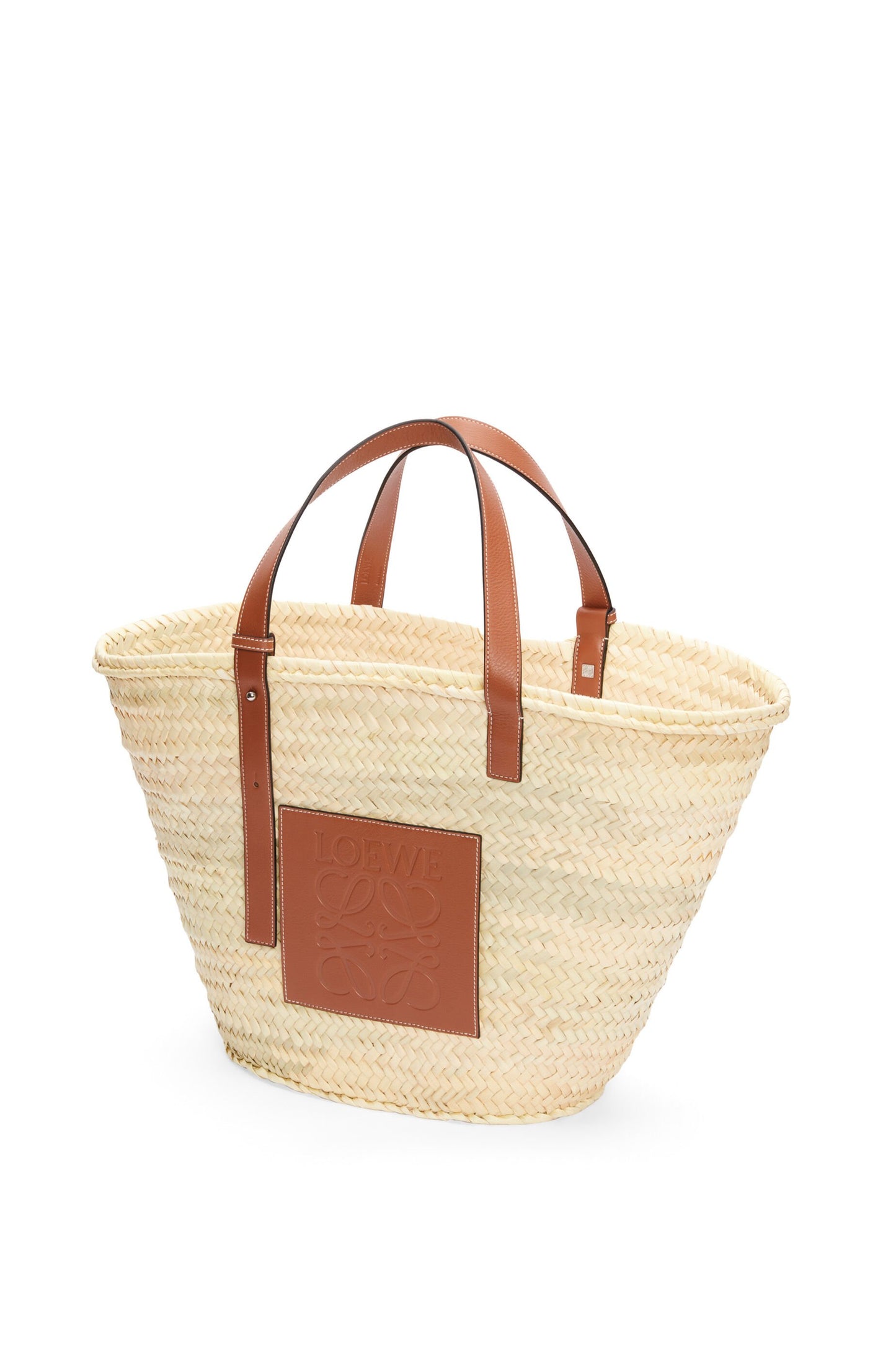 Large Basket bag in palm leaf and calfskin