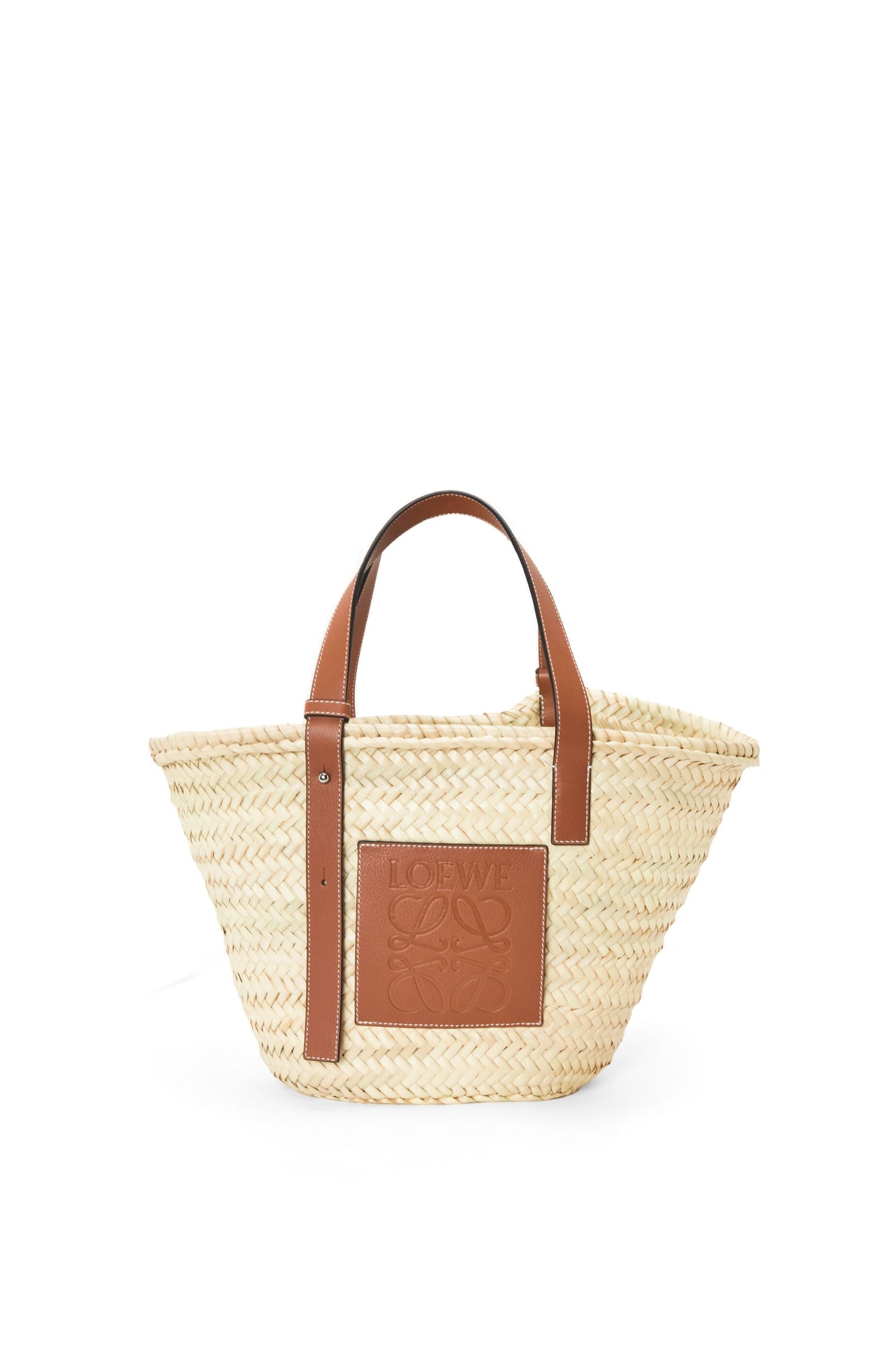 Basket bag in palm leaf and calfskin