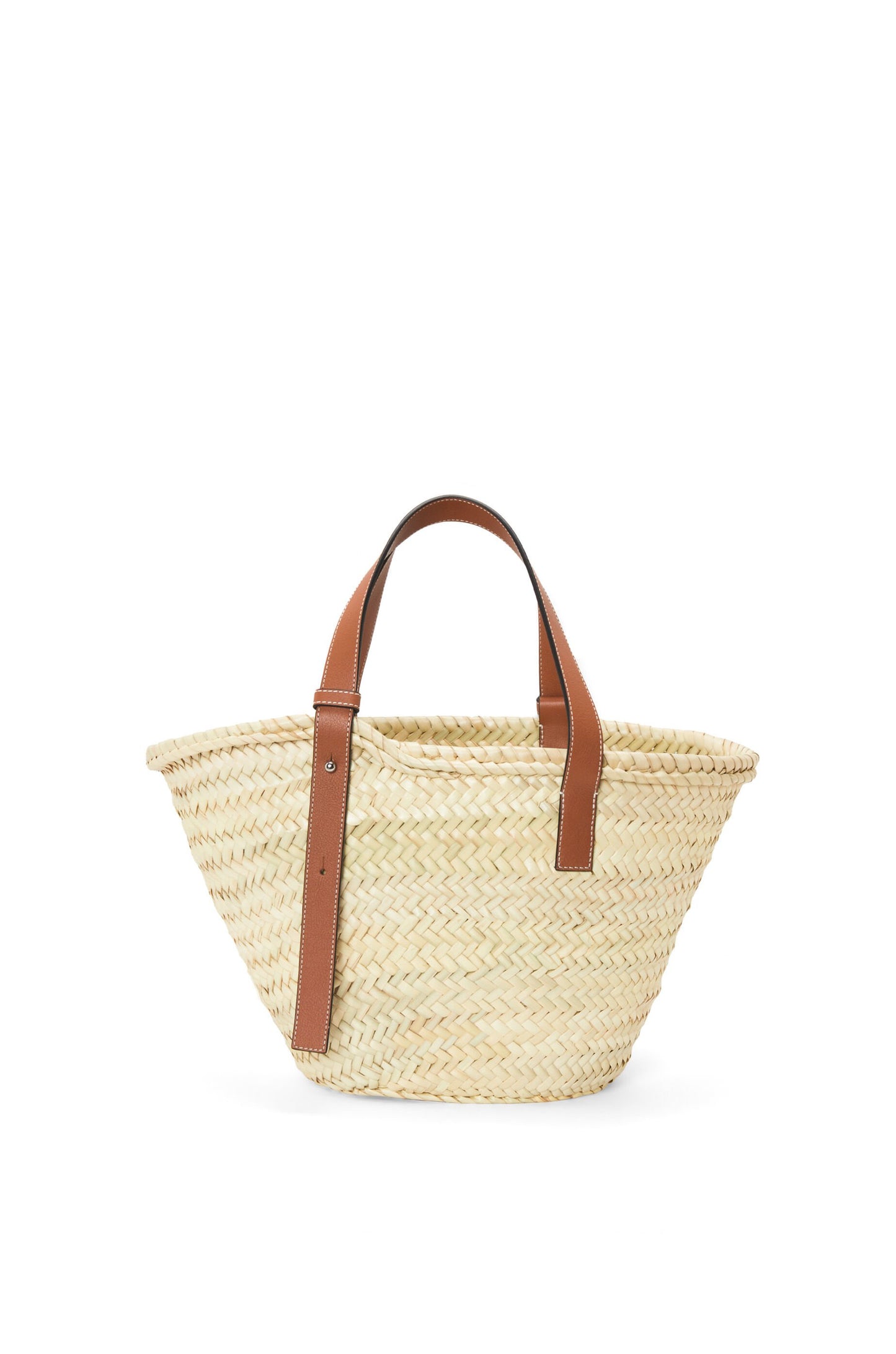 Basket bag in palm leaf and calfskin