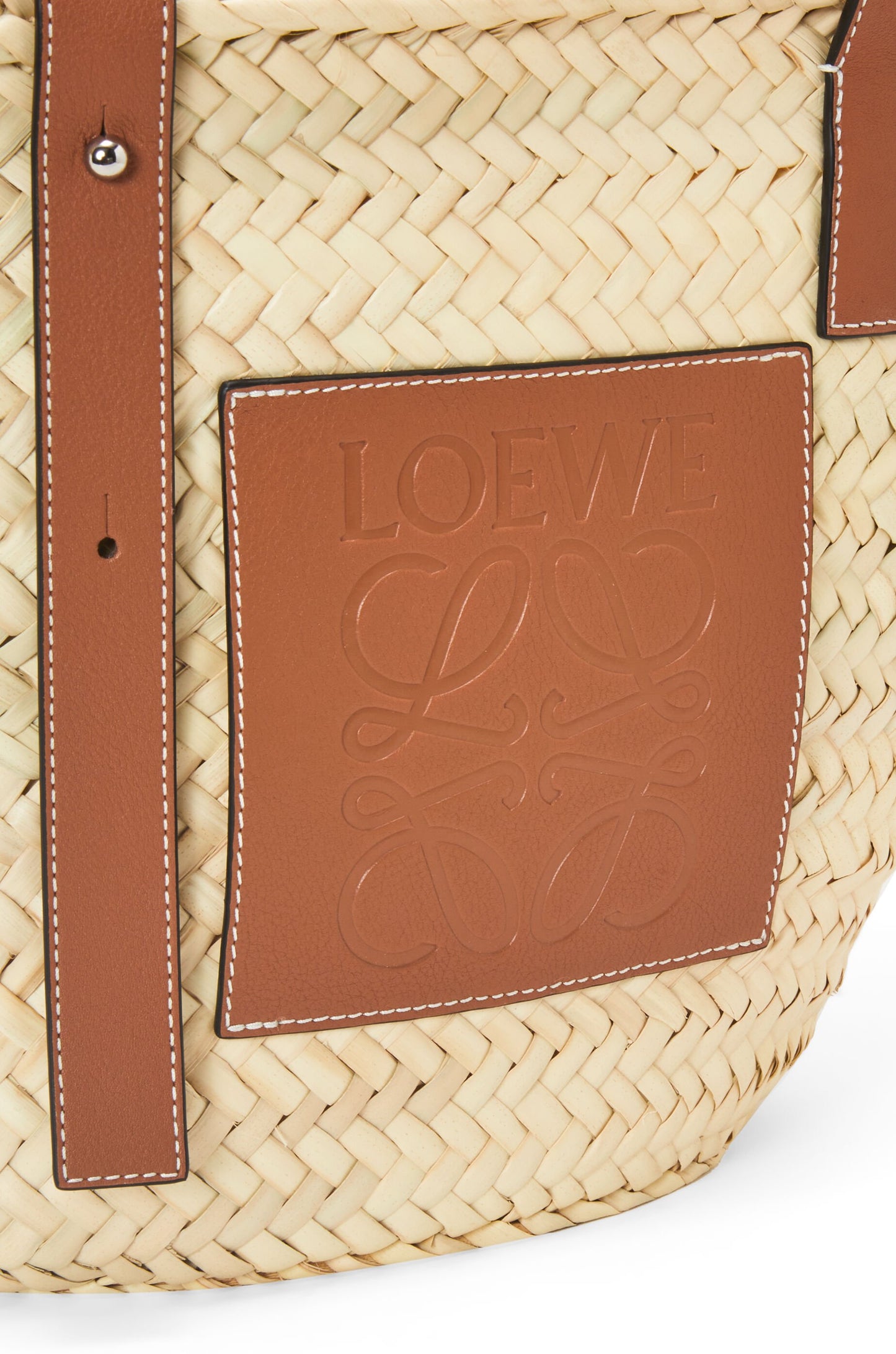 Basket bag in palm leaf and calfskin