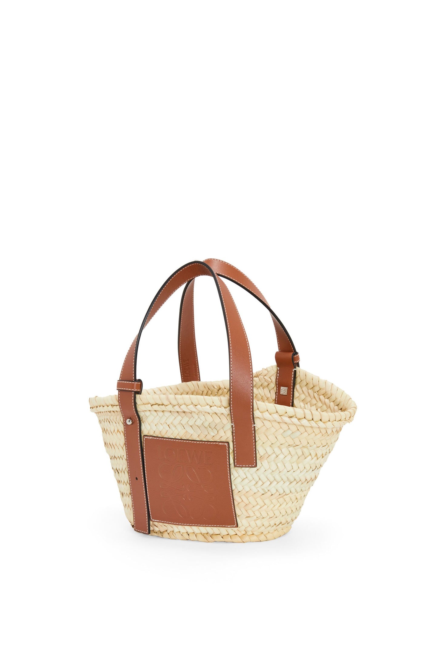 Small Basket bag in palm leaf and calfskin