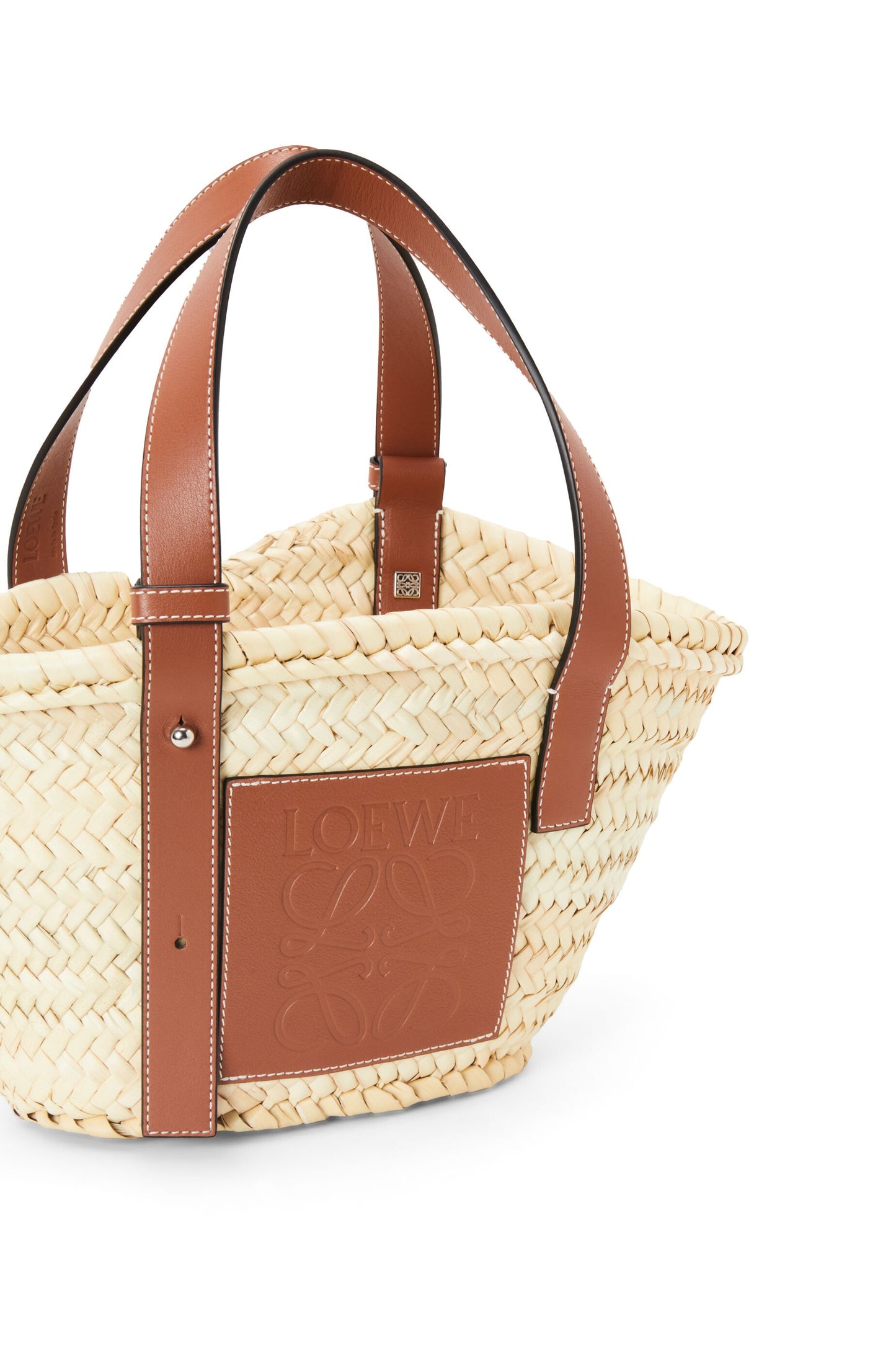 Small Basket bag in palm leaf and calfskin