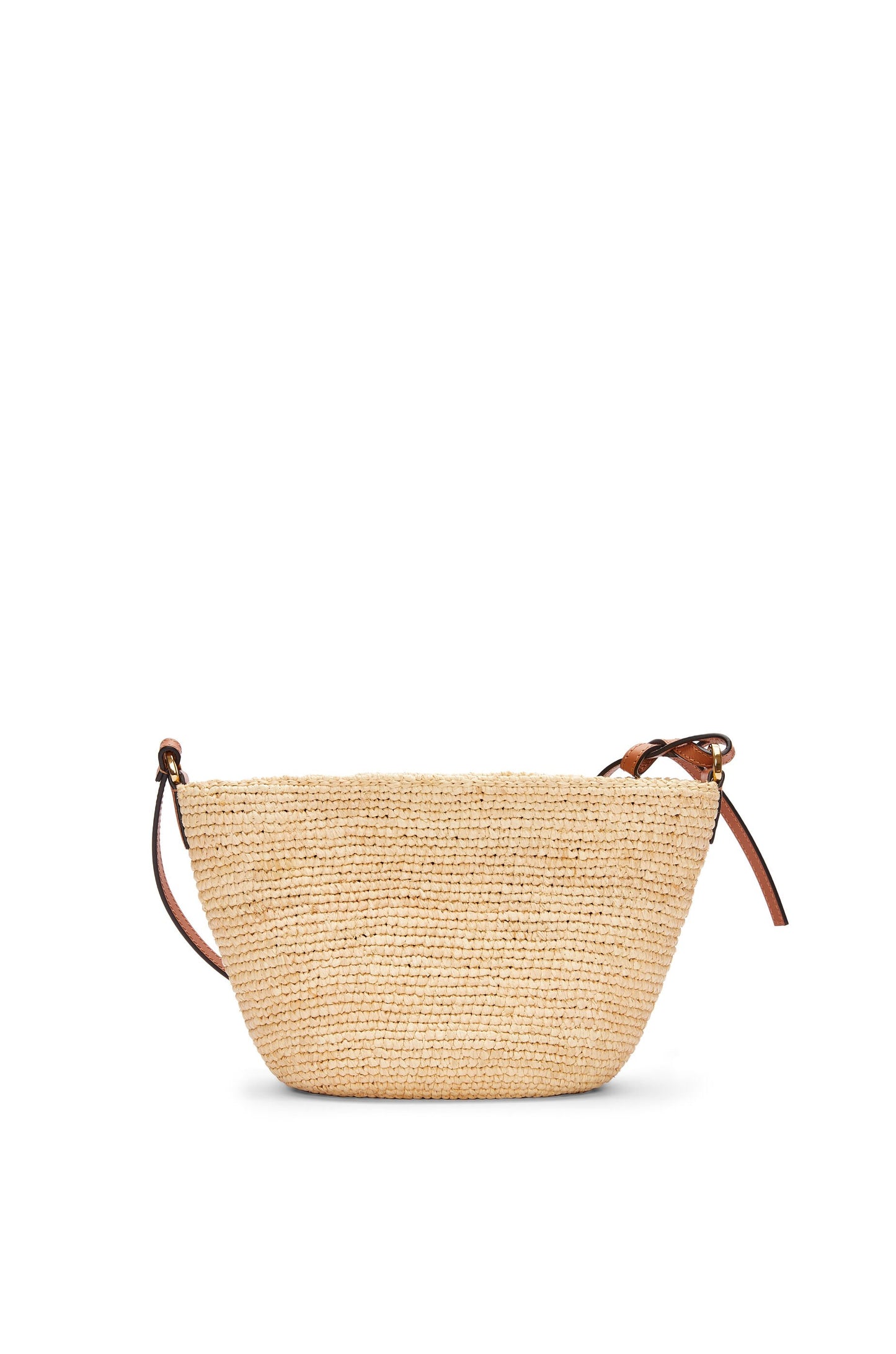 Slit pochette bag in raffia and calfskin