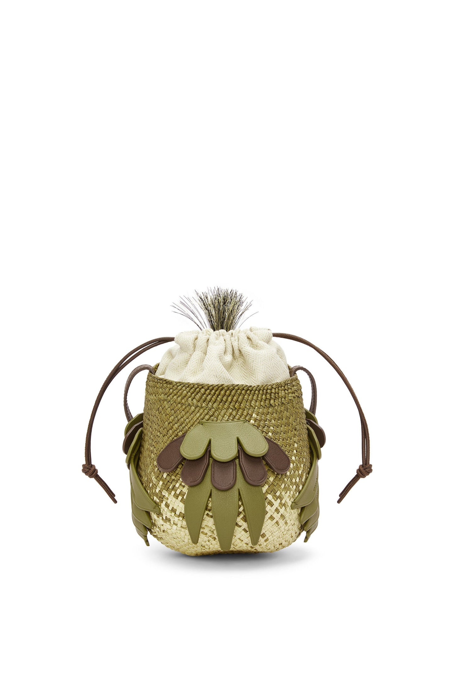 Bird bag in iraca palm and calfskin