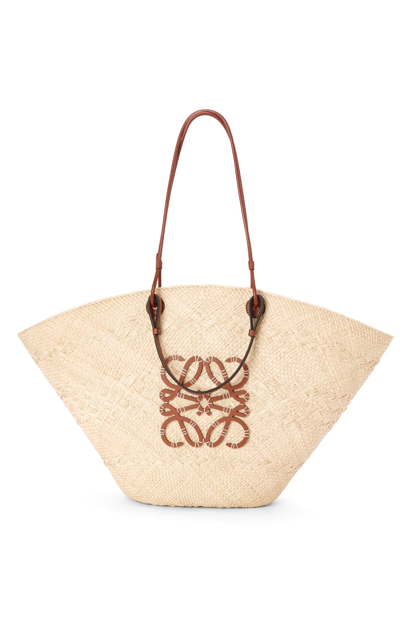 Large Anagram Basket bag in iraca palm and calfskin