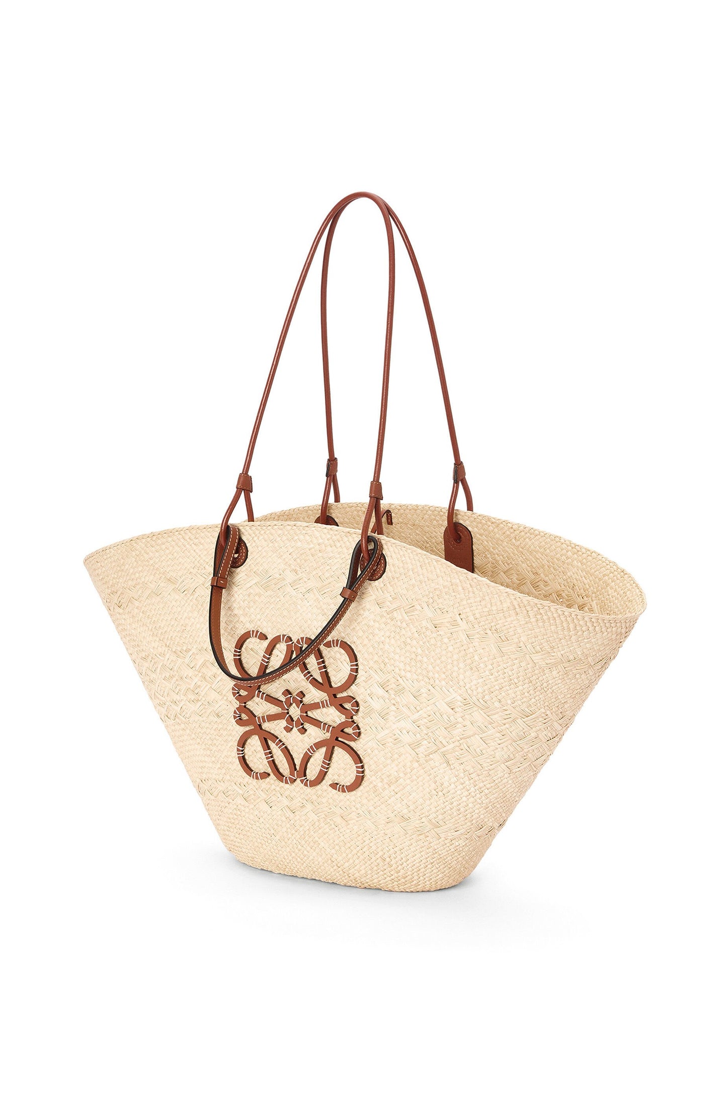 Large Anagram Basket bag in iraca palm and calfskin