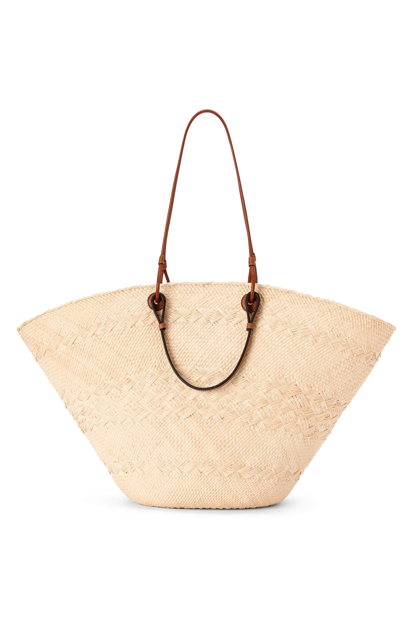 Large Anagram Basket bag in iraca palm and calfskin