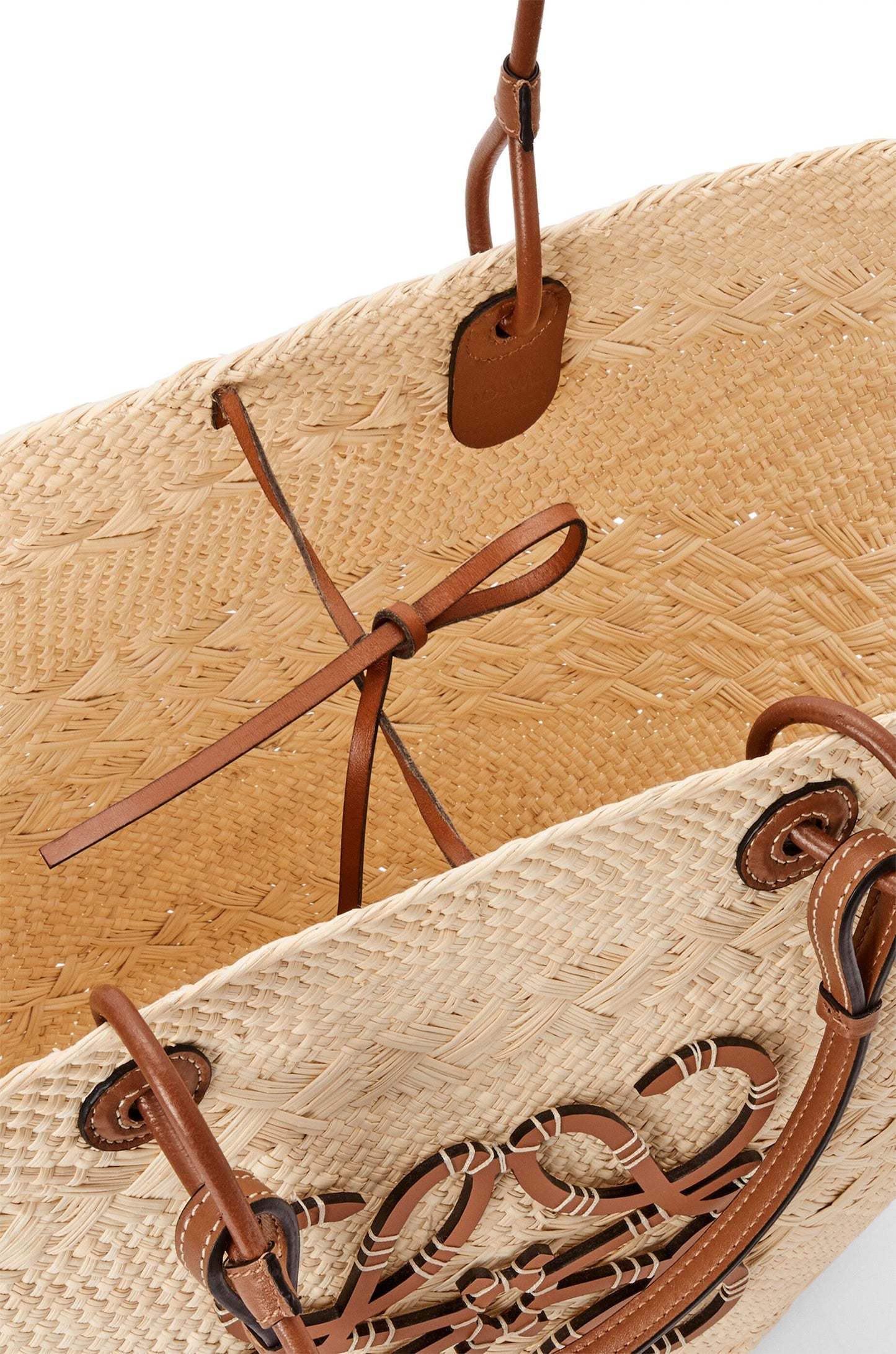 Large Anagram Basket bag in iraca palm and calfskin