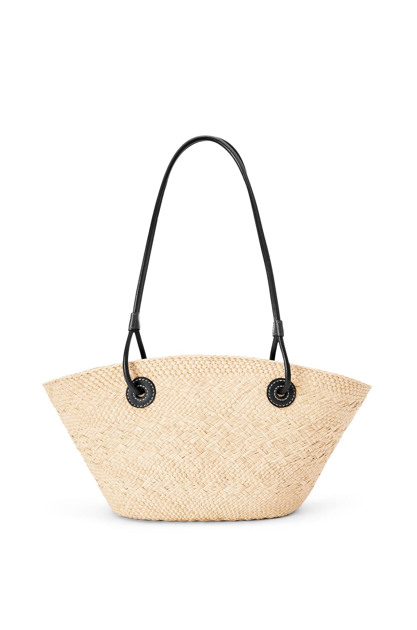 Small Anagram Basket bag in iraca palm and calfskin