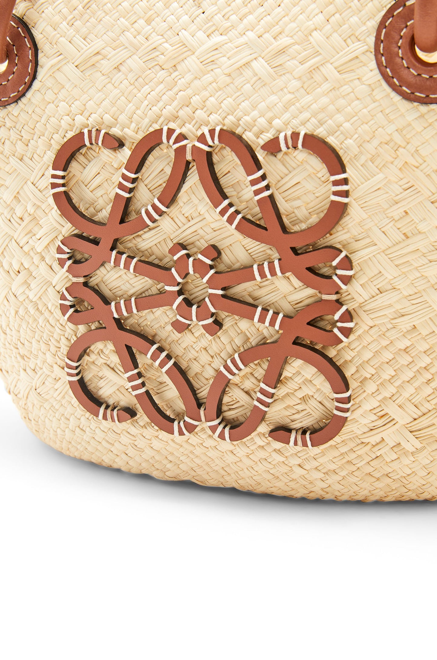 Small Anagram Basket bag in iraca palm and calfskin