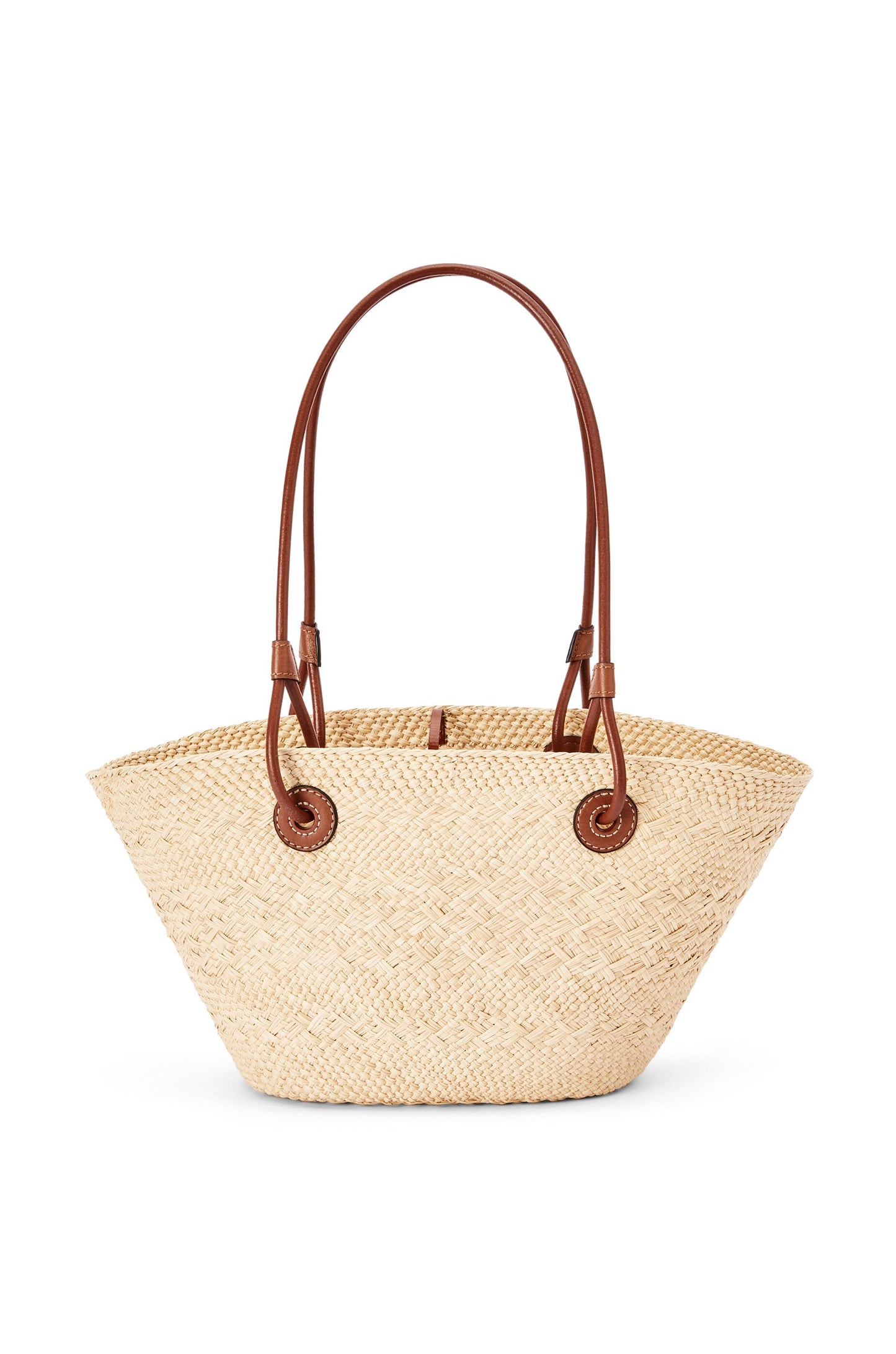 Small Anagram Basket bag in iraca palm and calfskin