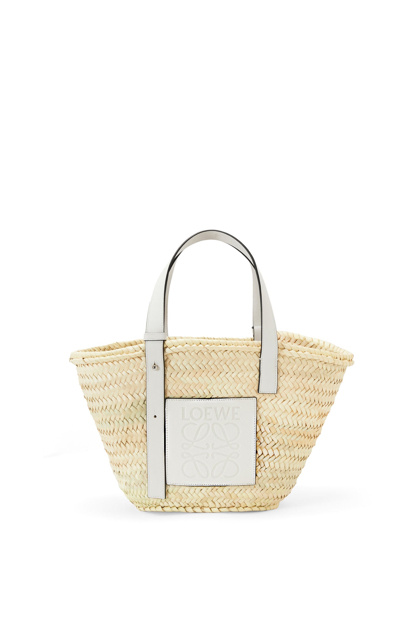 Basket bag in palm leaf and calfskin