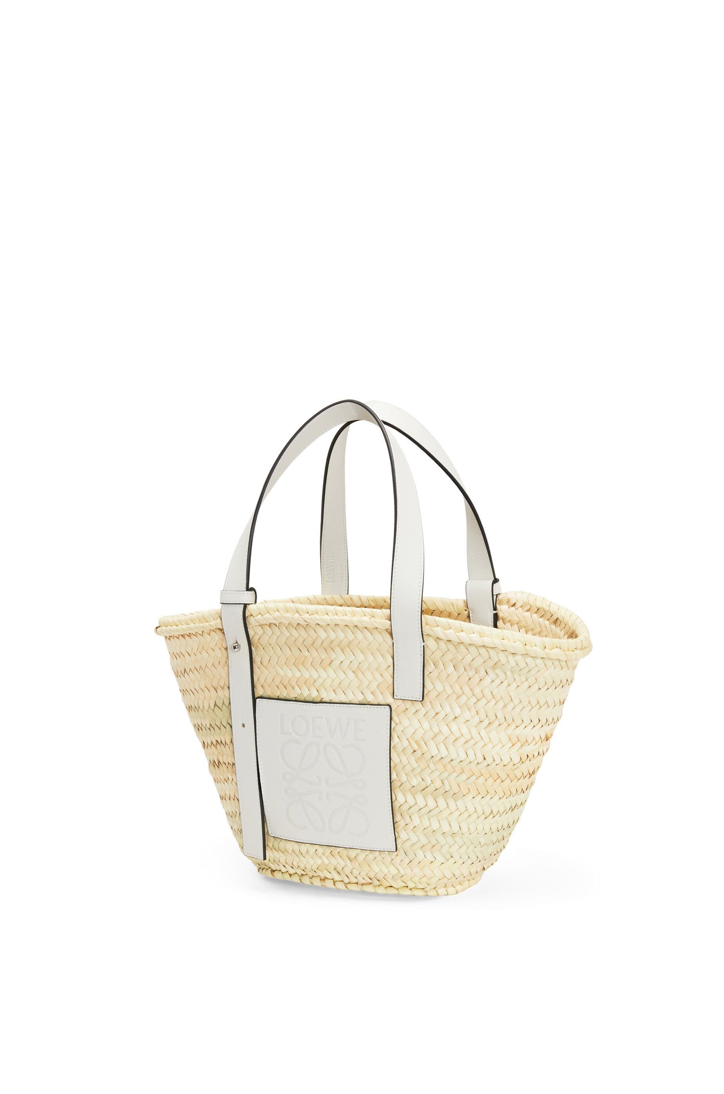 Basket bag in palm leaf and calfskin