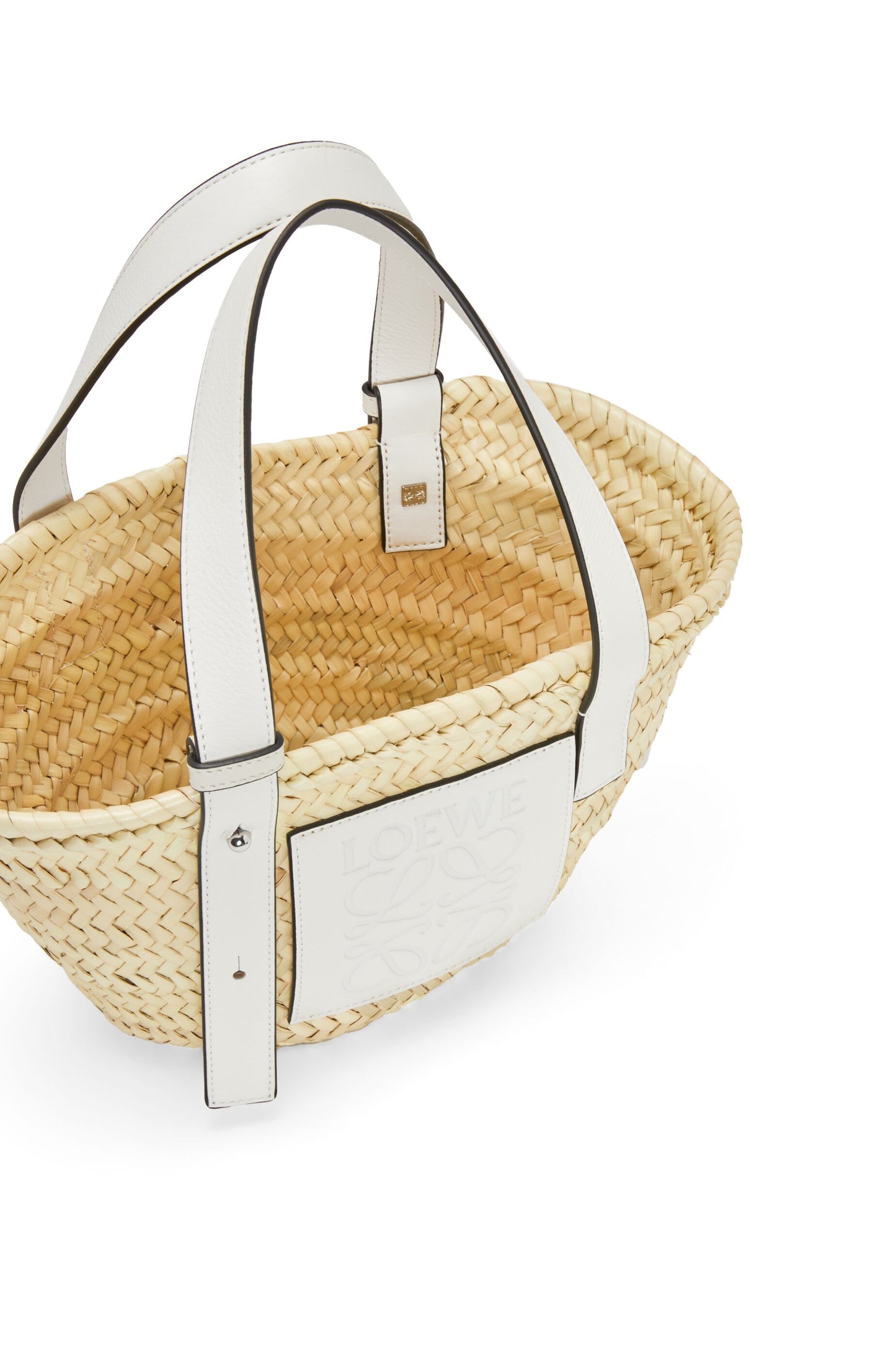 Small Basket bag in palm leaf and calfskin