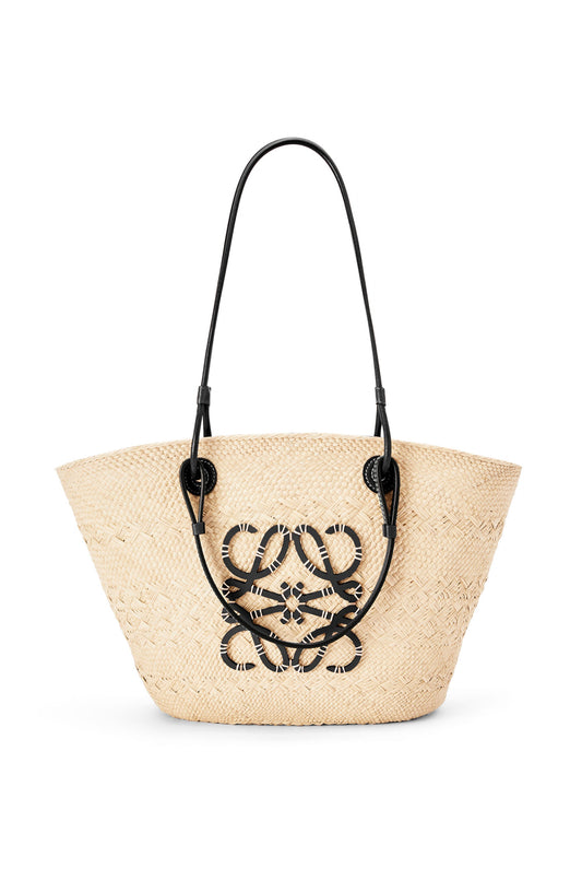 Medium Anagram Basket bag in iraca palm and calfskin - Hall Of Brand