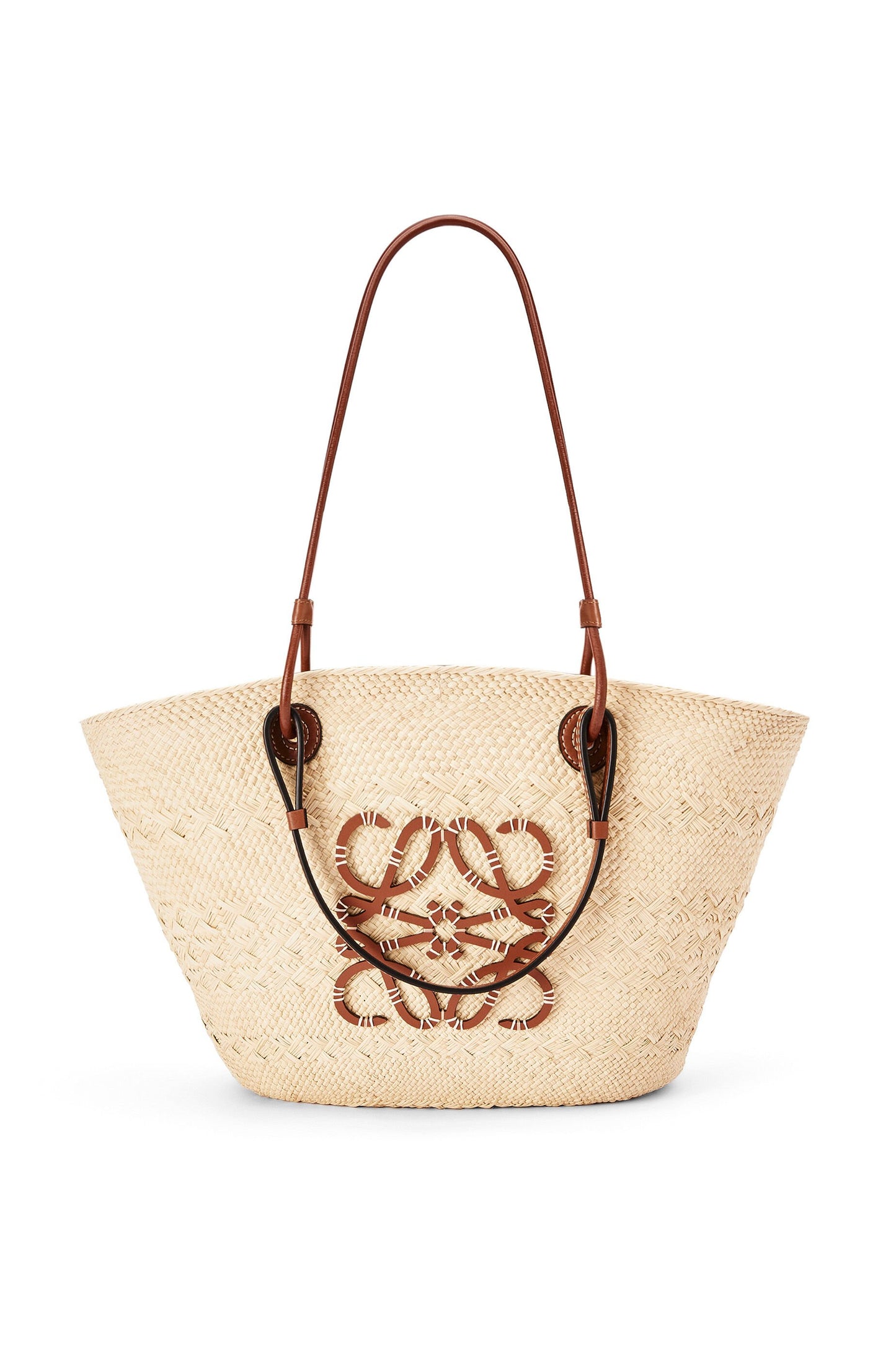 Medium Anagram Basket bag in iraca palm and calfskin - Hall Of Brand
