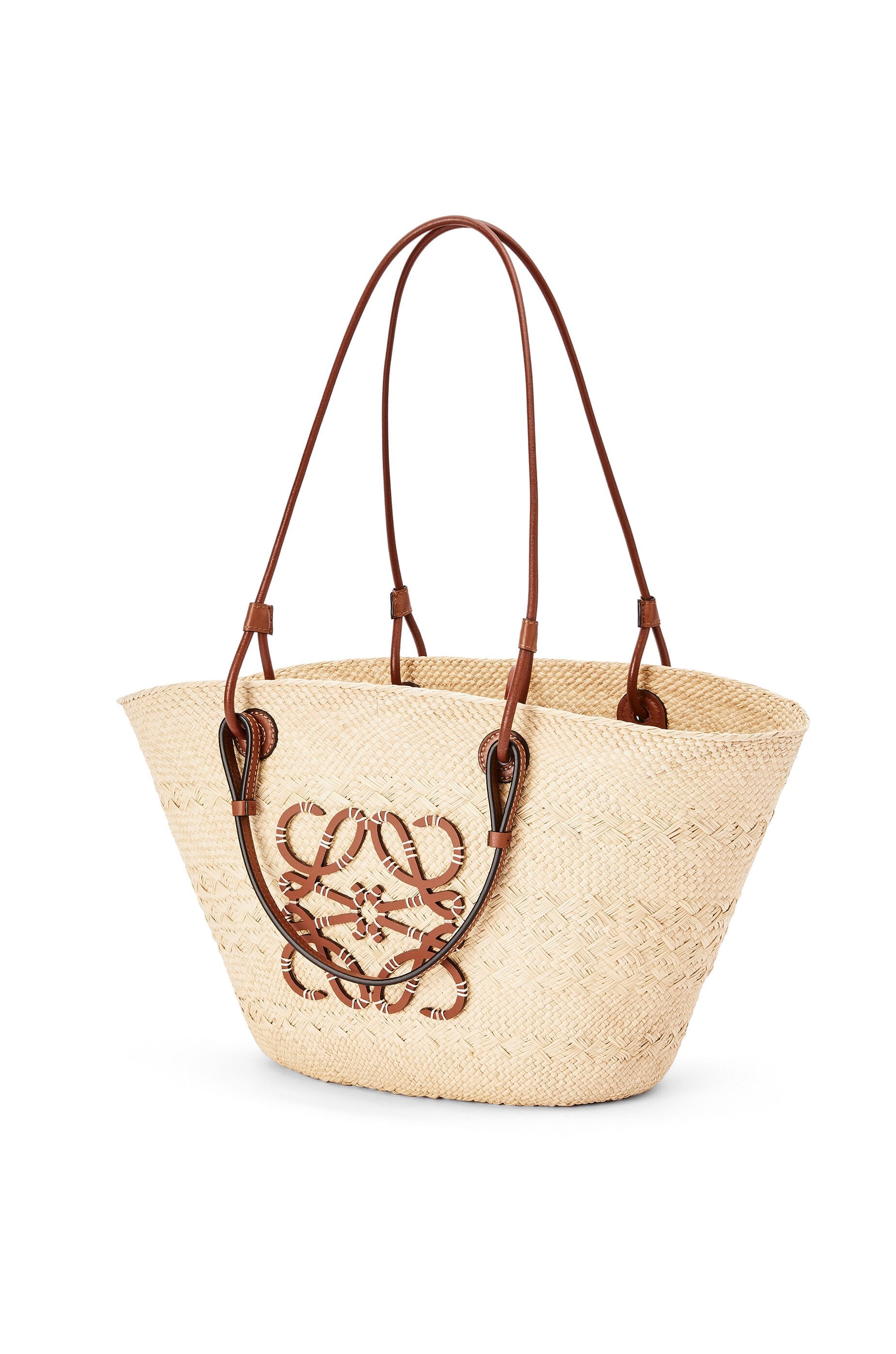 Medium Anagram Basket bag in iraca palm and calfskin - Hall Of Brand