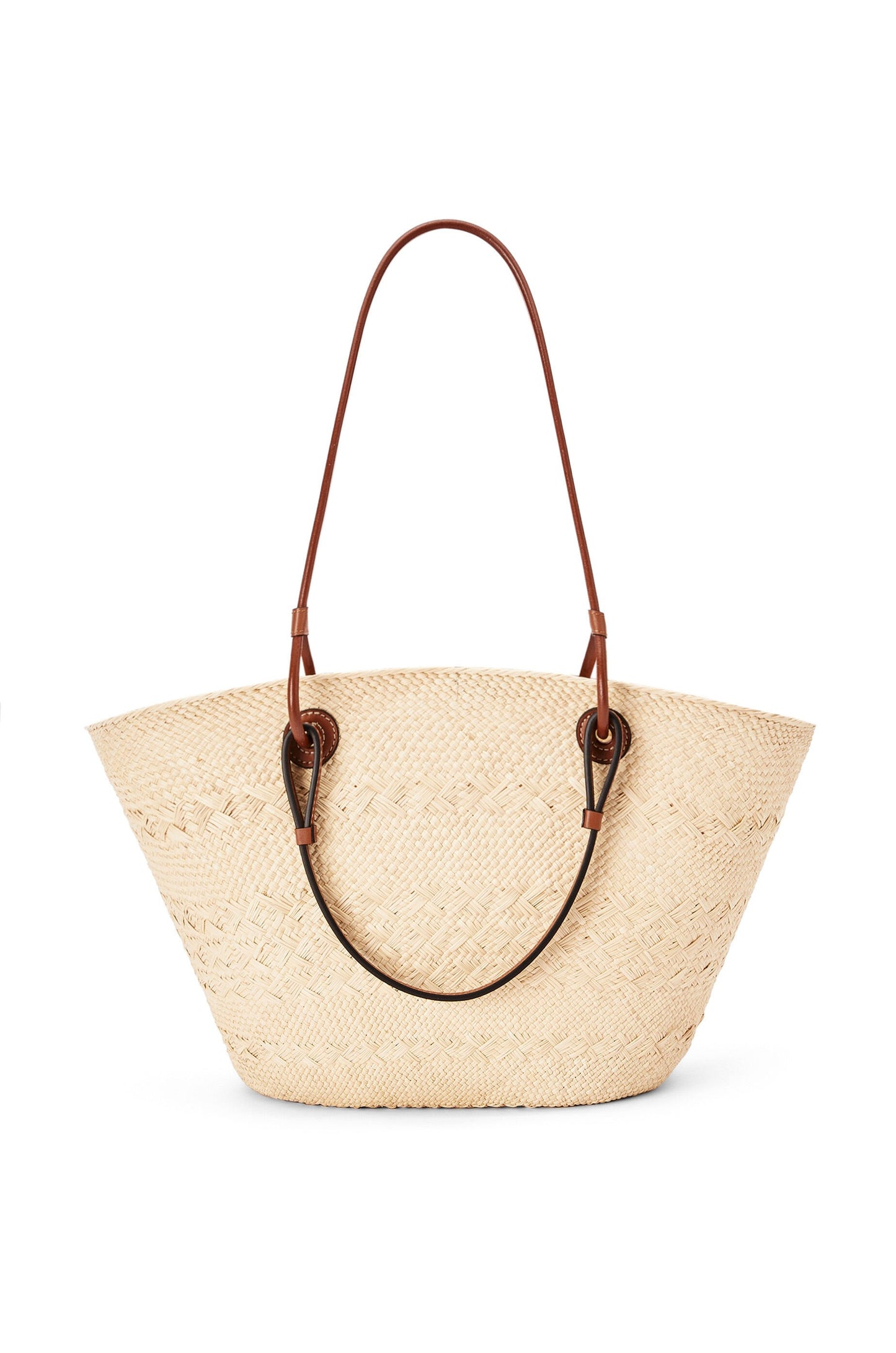 Medium Anagram Basket bag in iraca palm and calfskin - Hall Of Brand