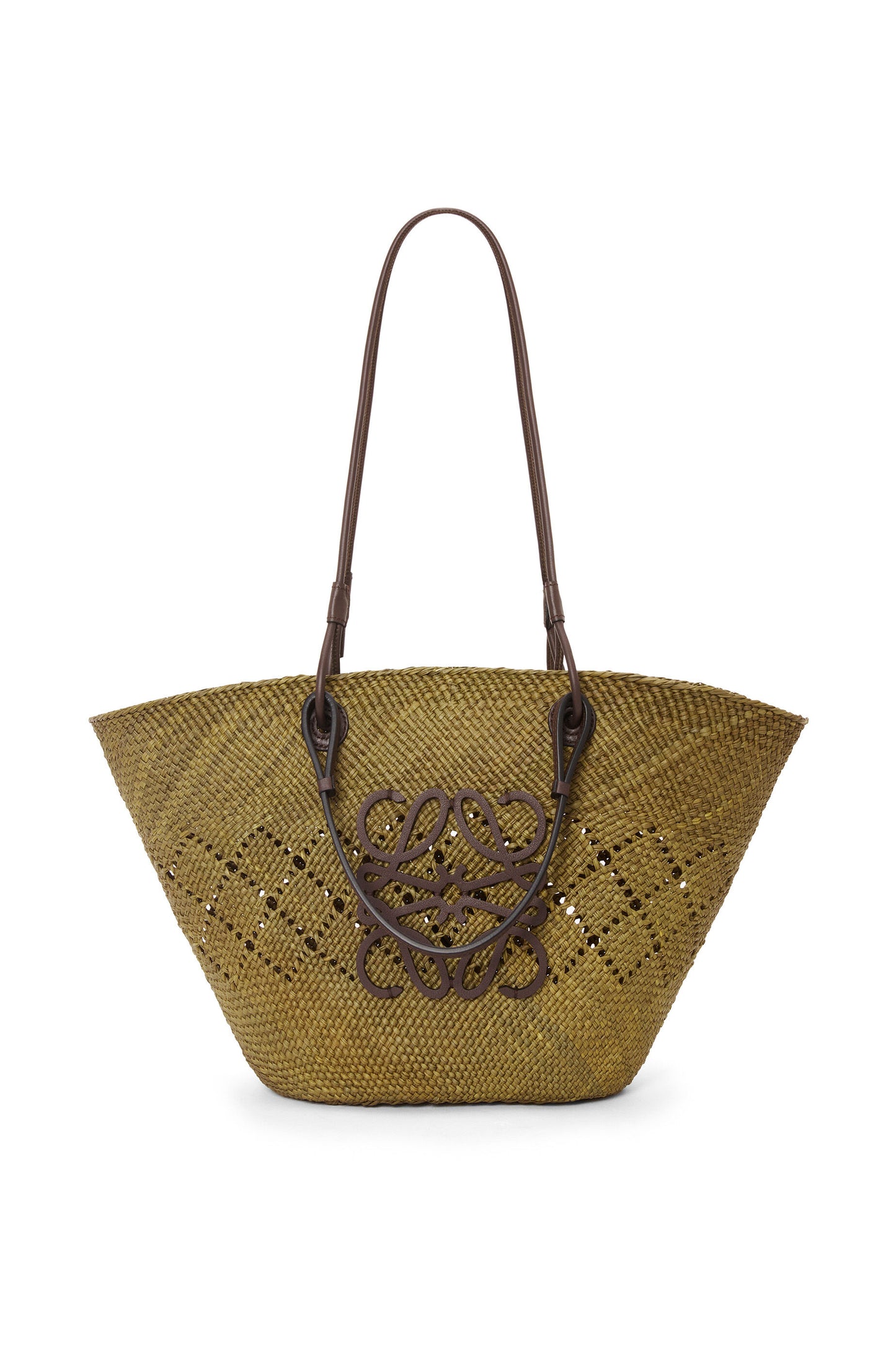 Medium Anagram Basket bag in iraca palm and calfskin - Hall Of Brand