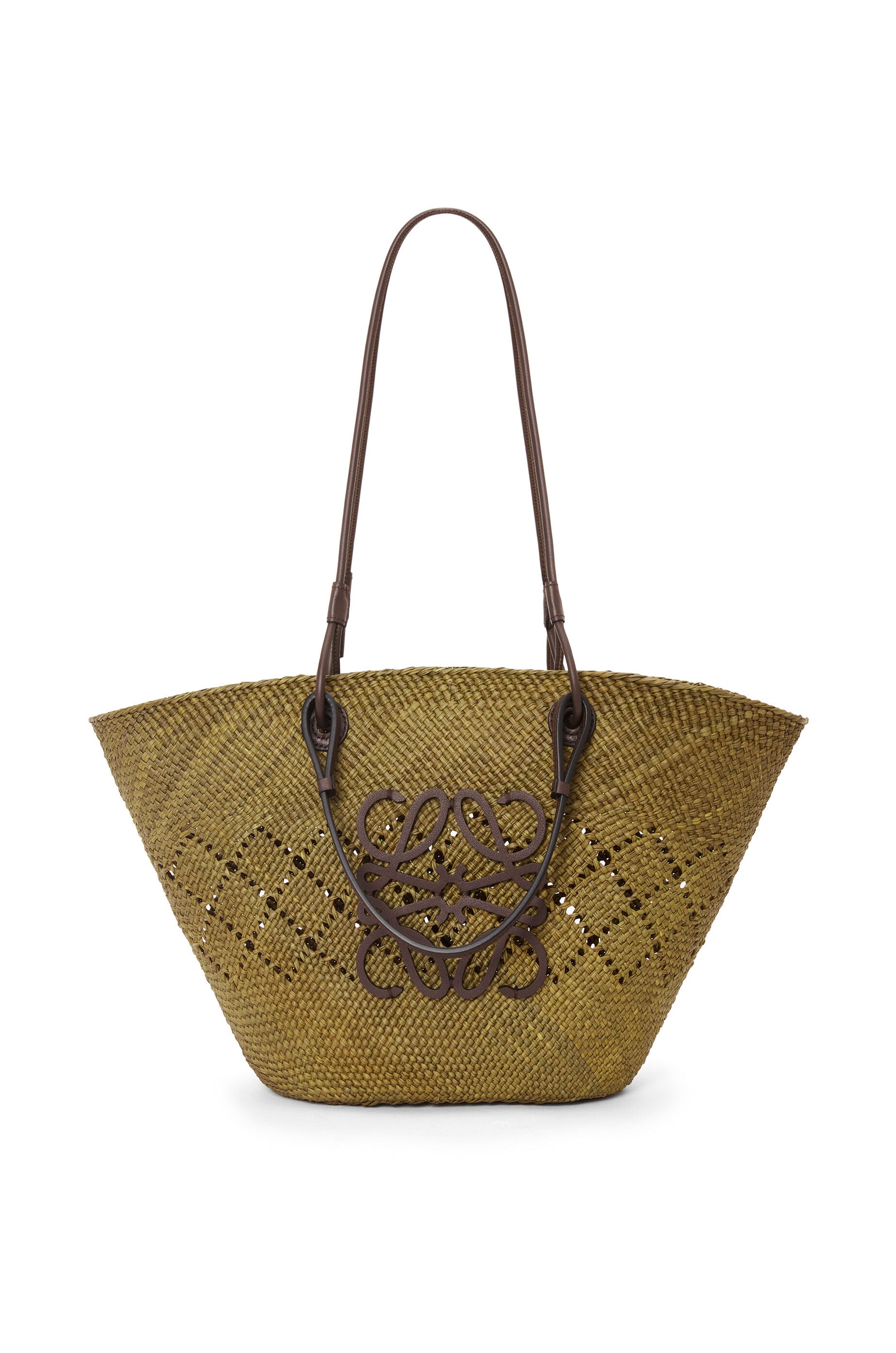 Medium Anagram Basket bag in iraca palm and calfskin - Hall Of Brand