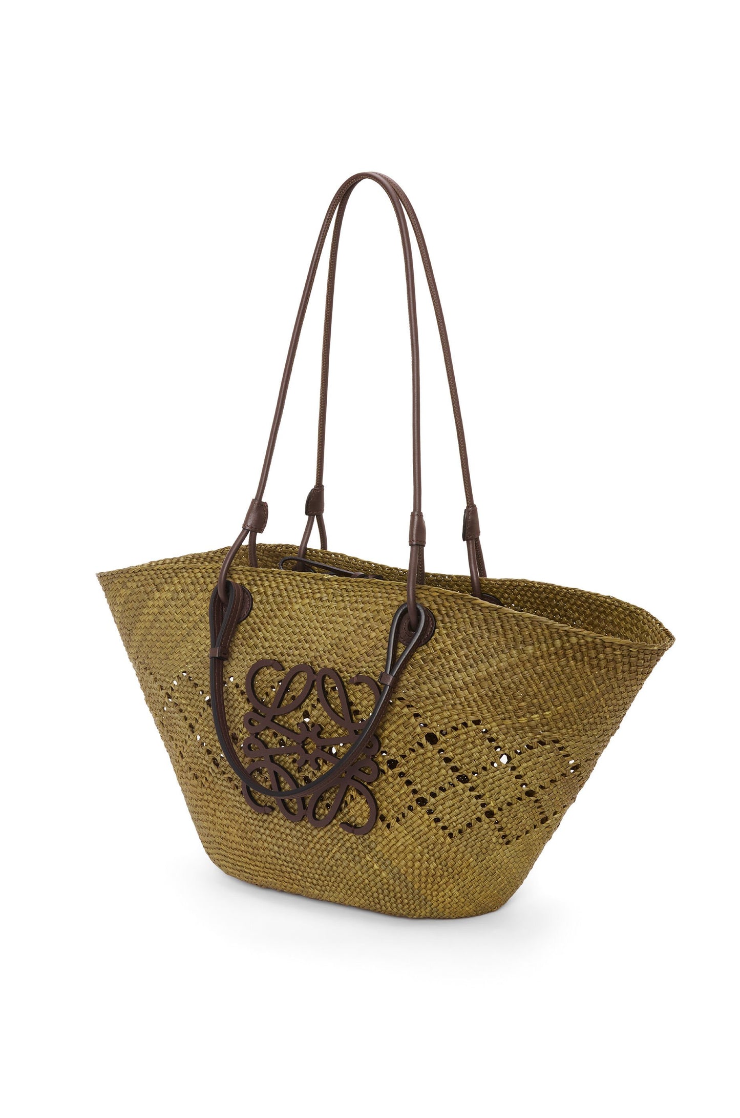 Medium Anagram Basket bag in iraca palm and calfskin - Hall Of Brand