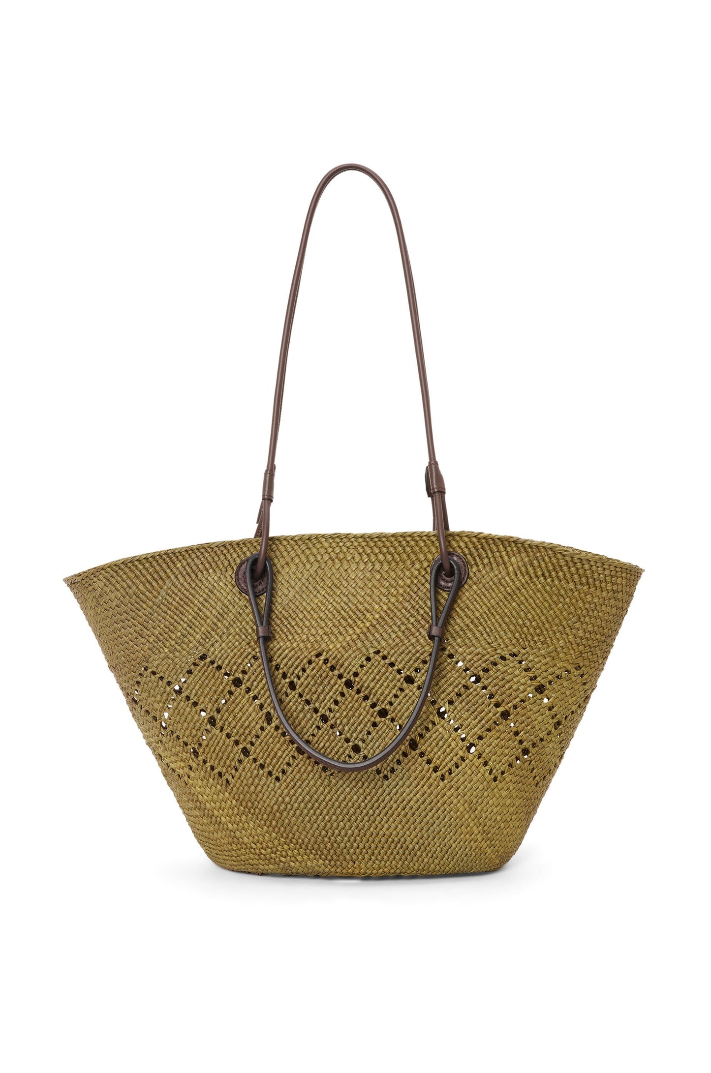 Medium Anagram Basket bag in iraca palm and calfskin - Hall Of Brand