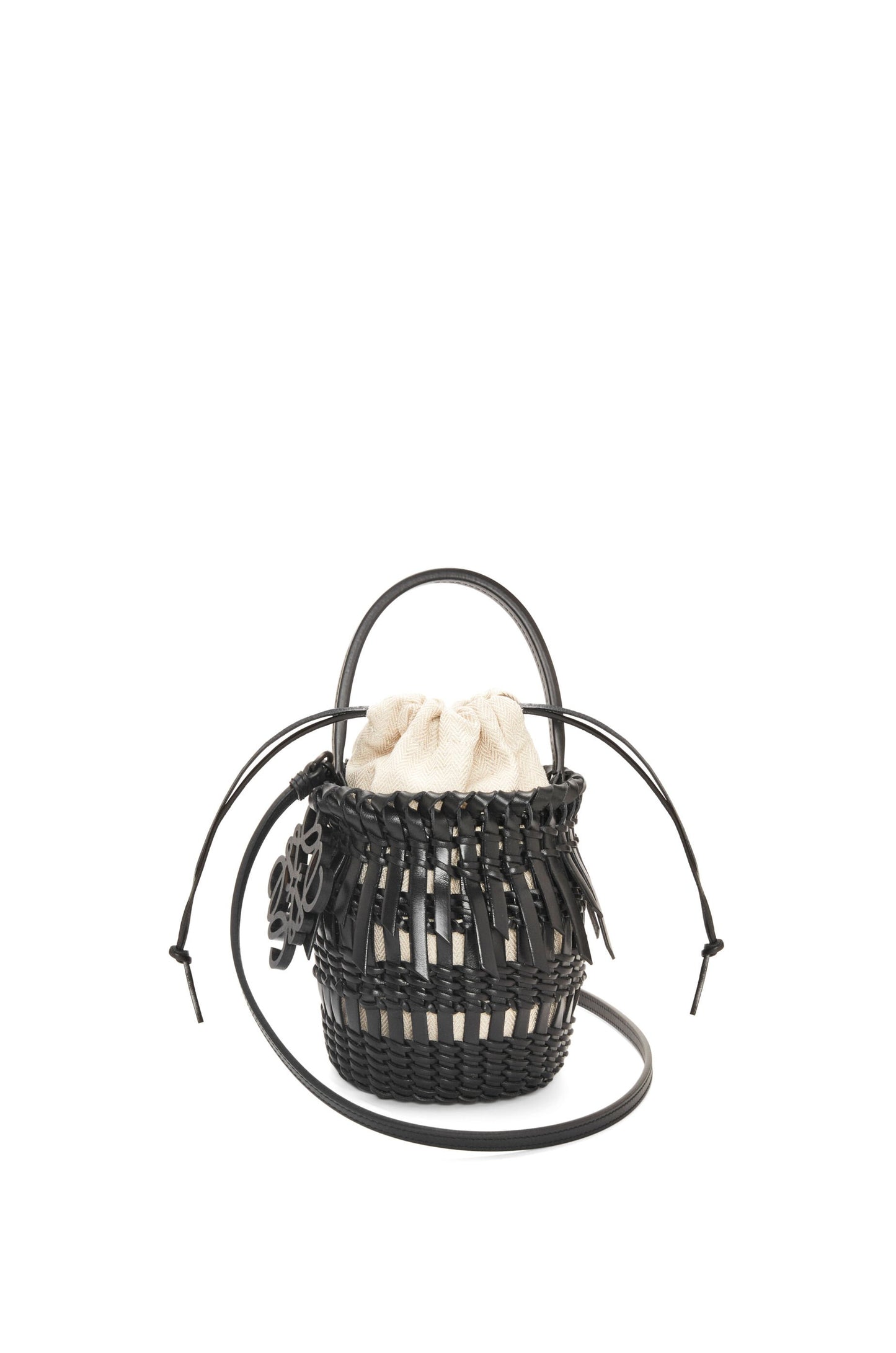 Small Fringe Bucket bag in calfskin