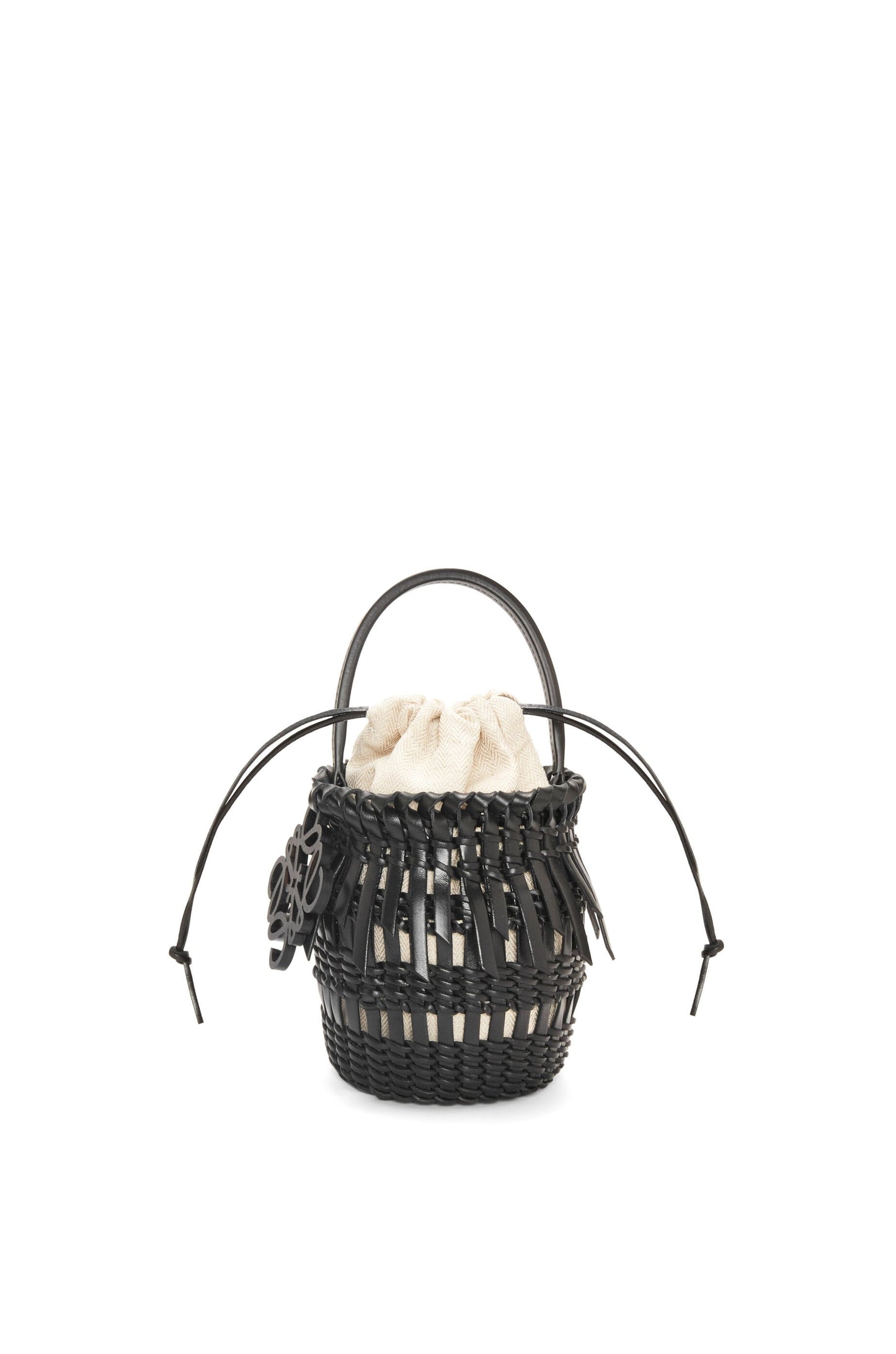 Small Fringe Bucket bag in calfskin