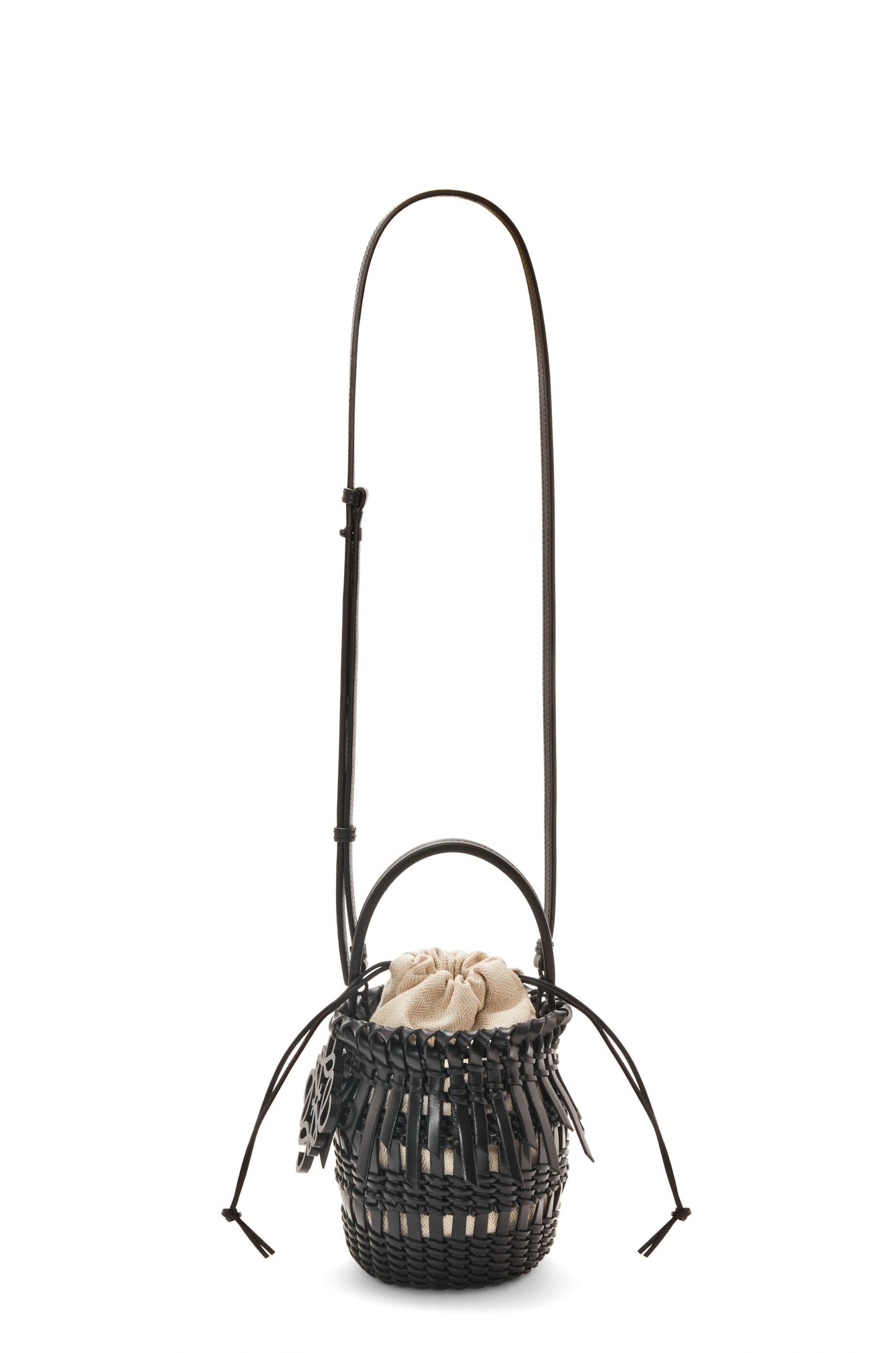 Small Fringe Bucket bag in calfskin