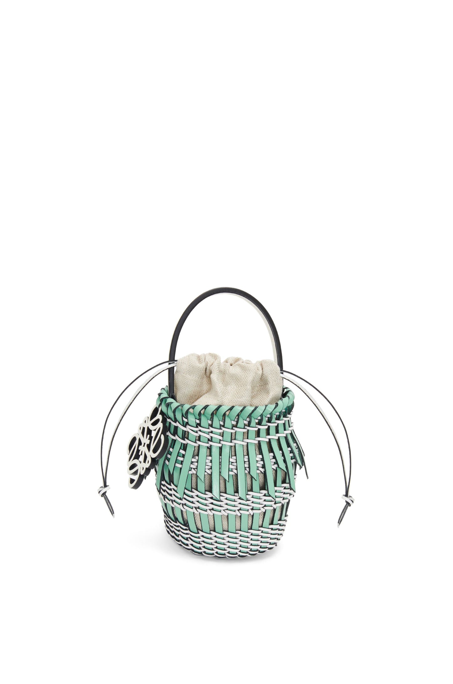 Small Fringe Bucket bag in calfskin