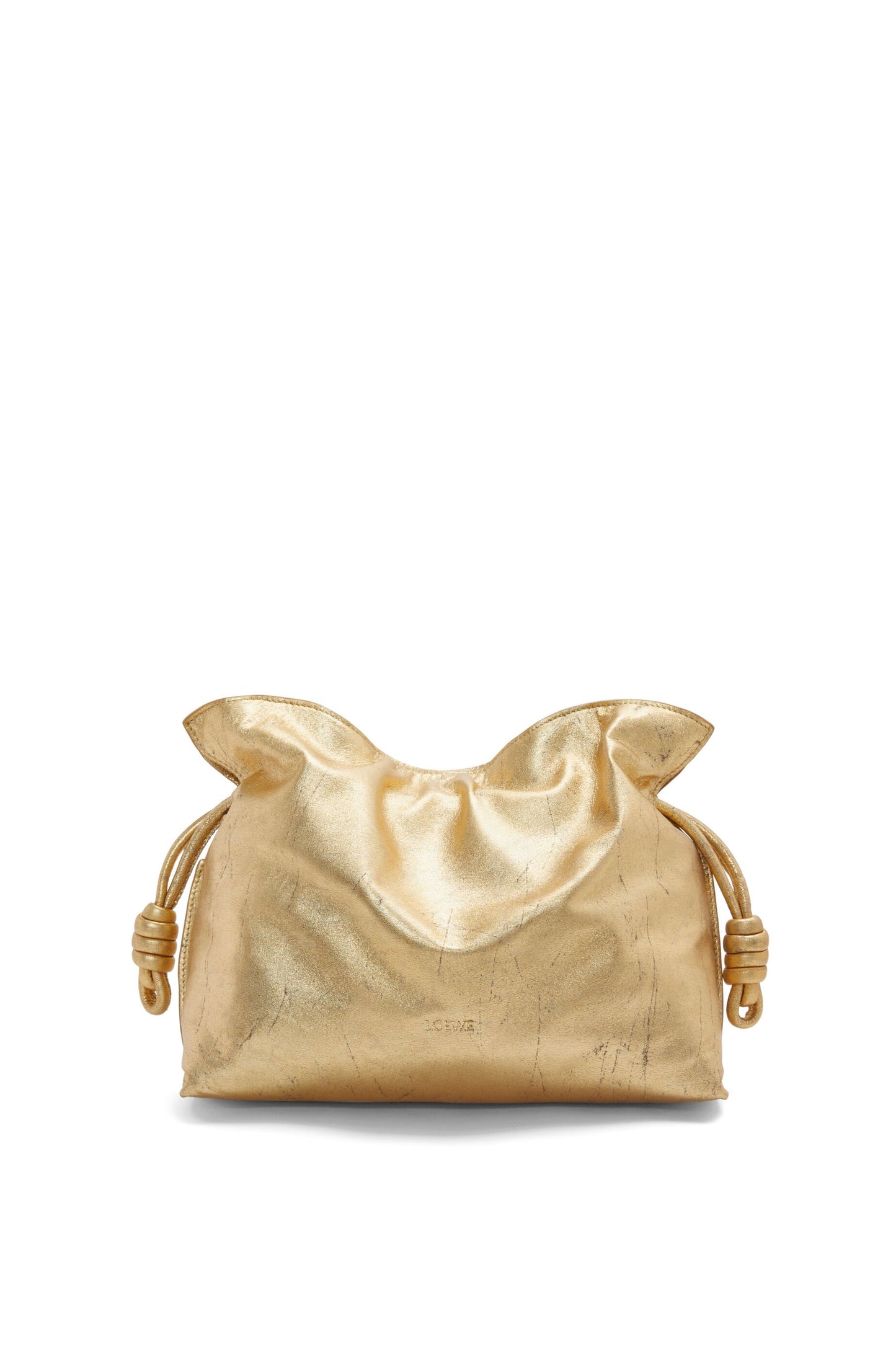 Medium Flamenco clutch in metallic lambskin