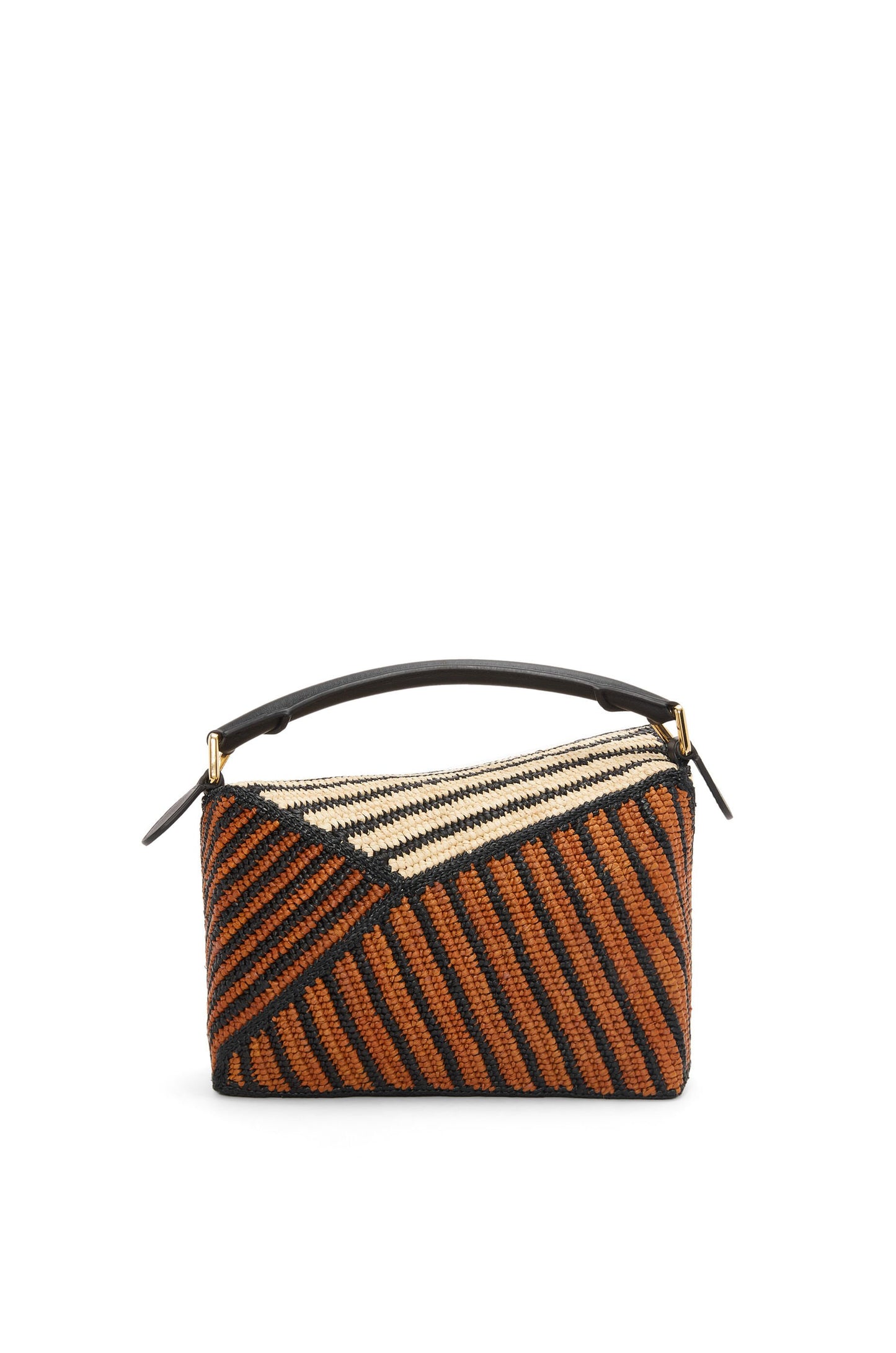 Small Puzzle Edge bag in raffia and calfskin