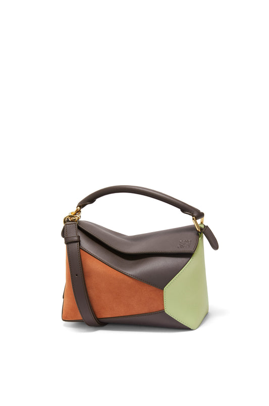 Small Puzzle bag in classic calfskin and suede