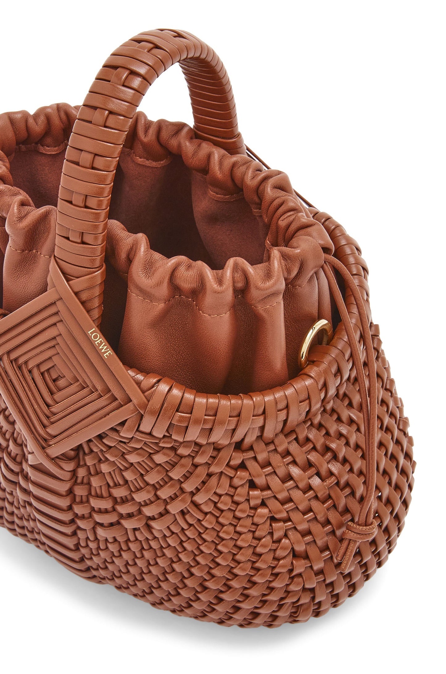 Mini Diamond Round Basket bag in calfskin