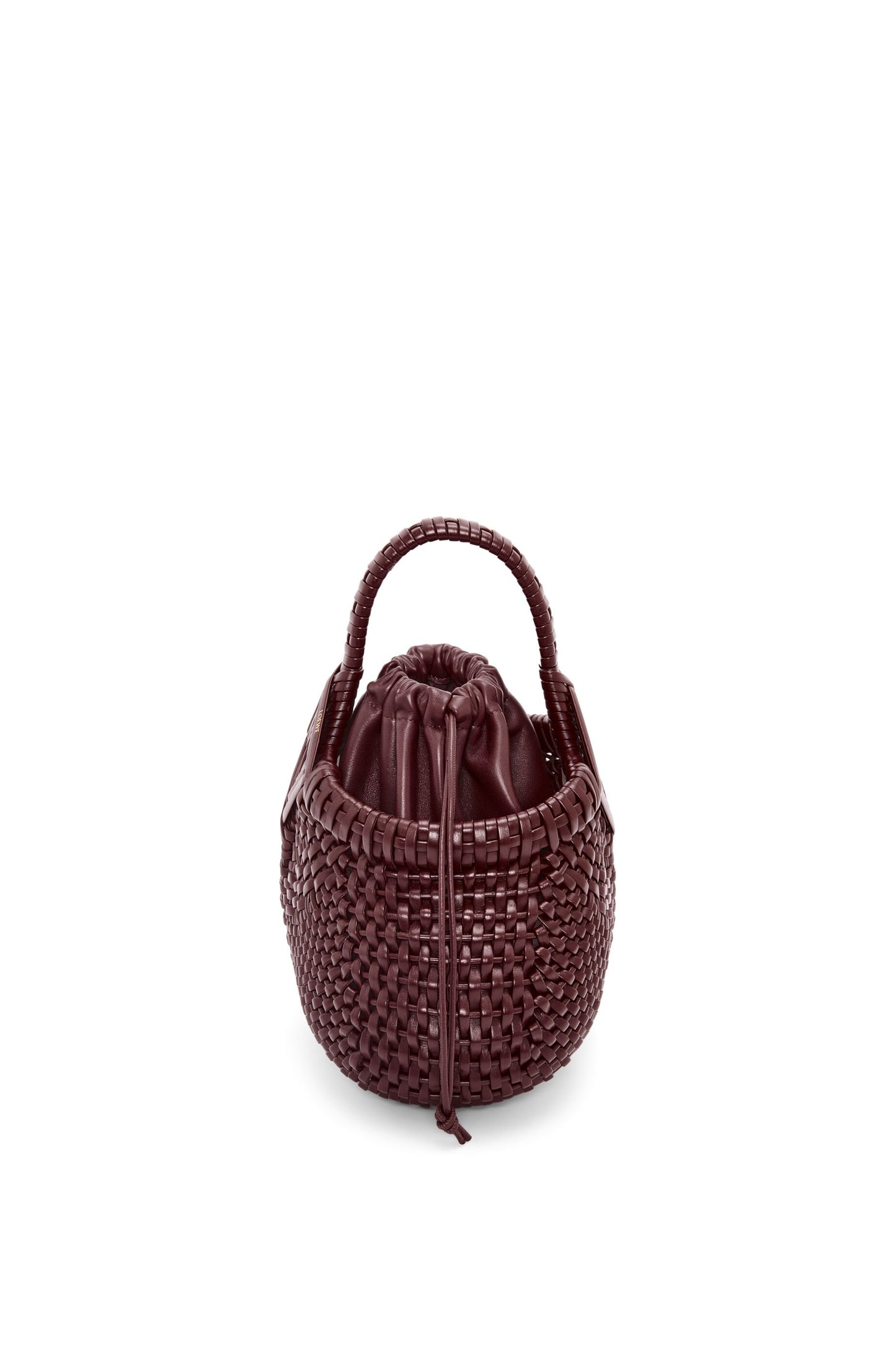 Mini Diamond round basket in calfskin