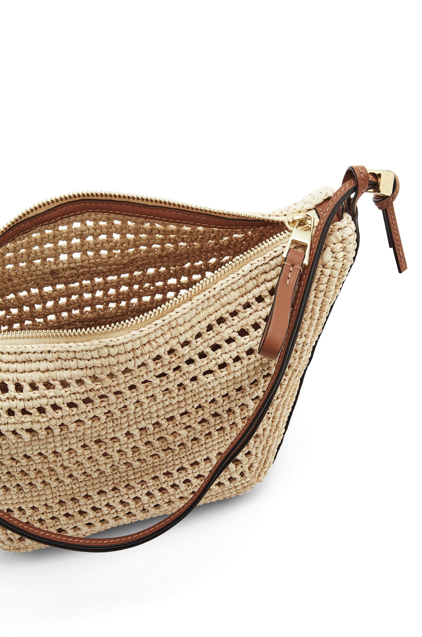 Mini Hammock Hobo in raffia and calfskin