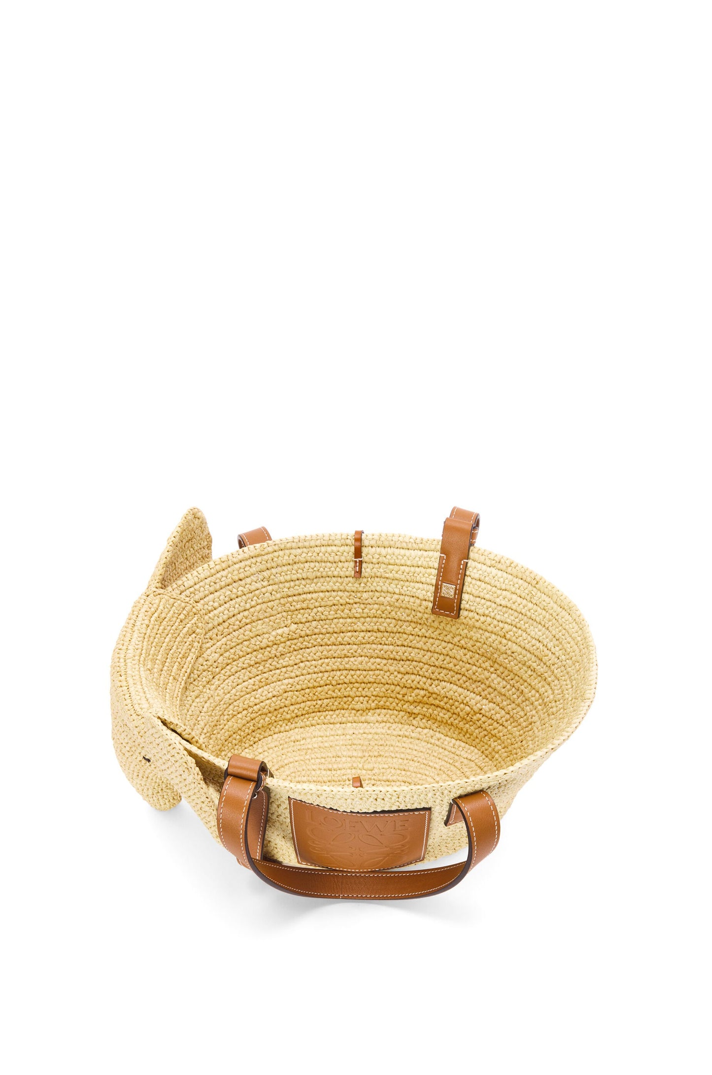 Small Elephant basket in raffia and calfskin