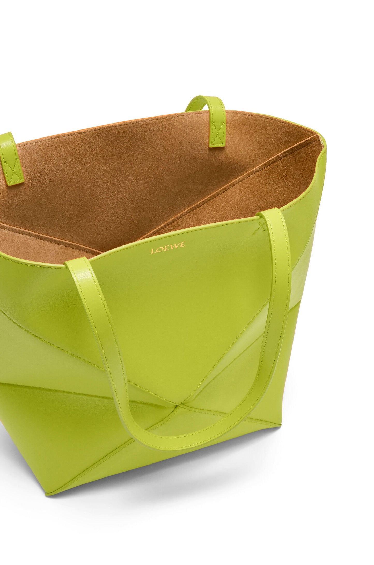 Medium Puzzle Fold tote in shiny calfskin