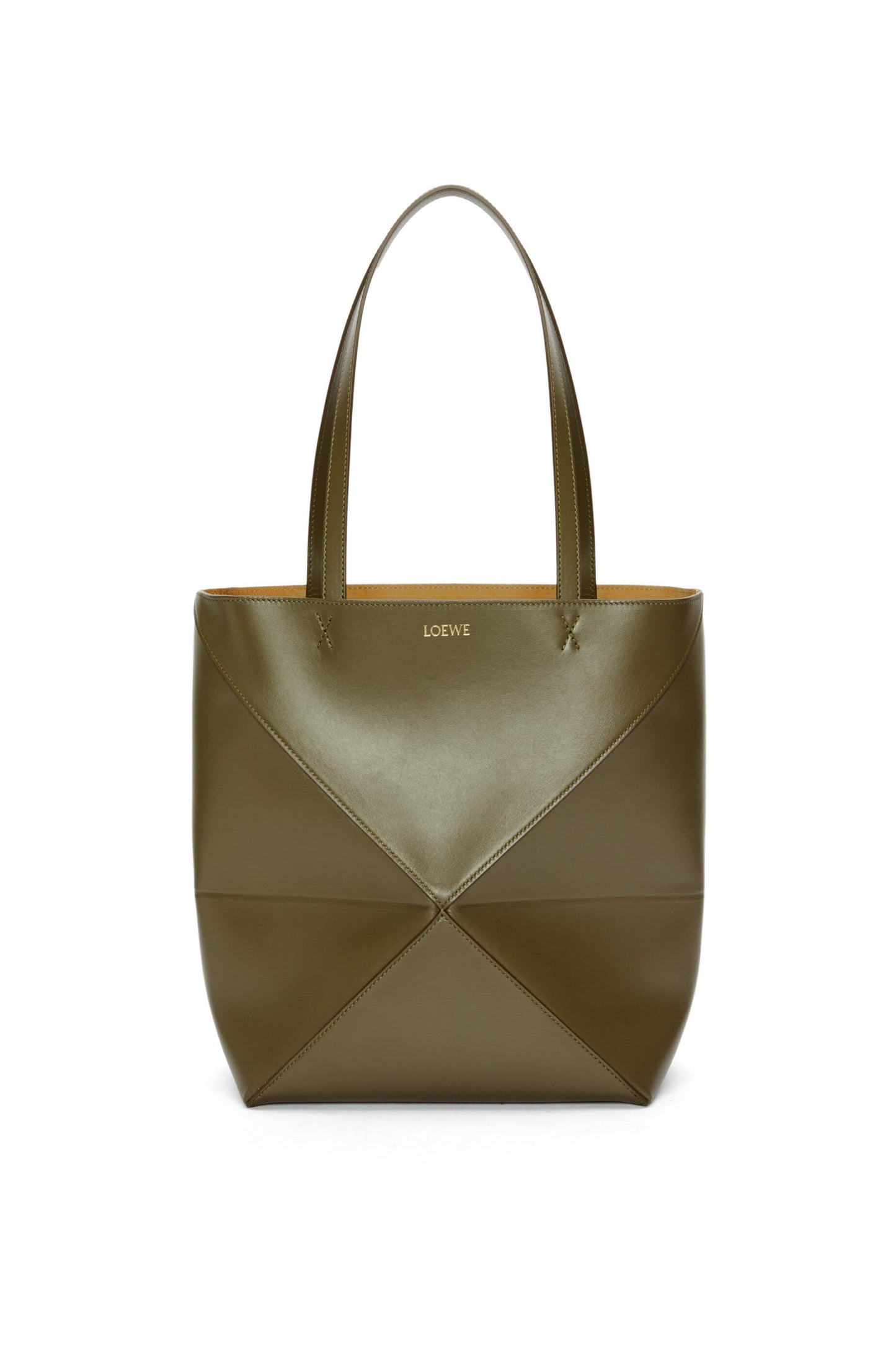 Medium Puzzle Fold tote in shiny calfskin