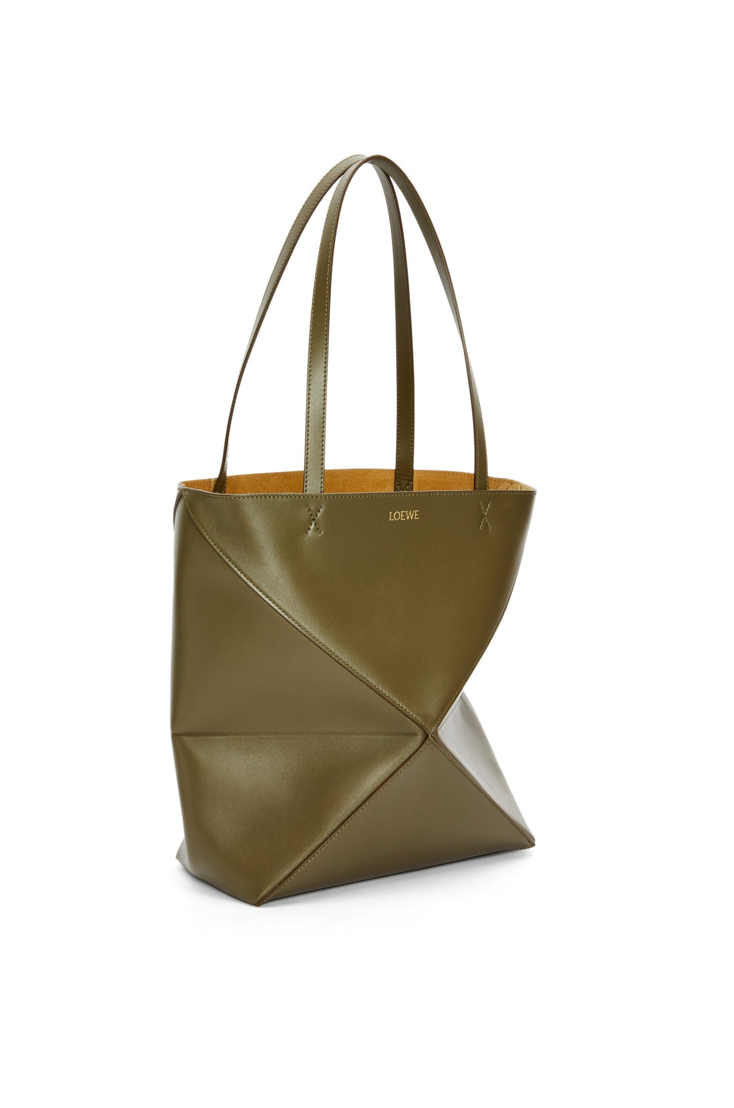 Medium Puzzle Fold tote in shiny calfskin