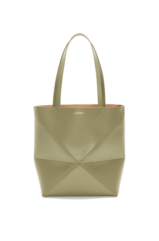 Medium Puzzle Fold tote in shiny calfskin