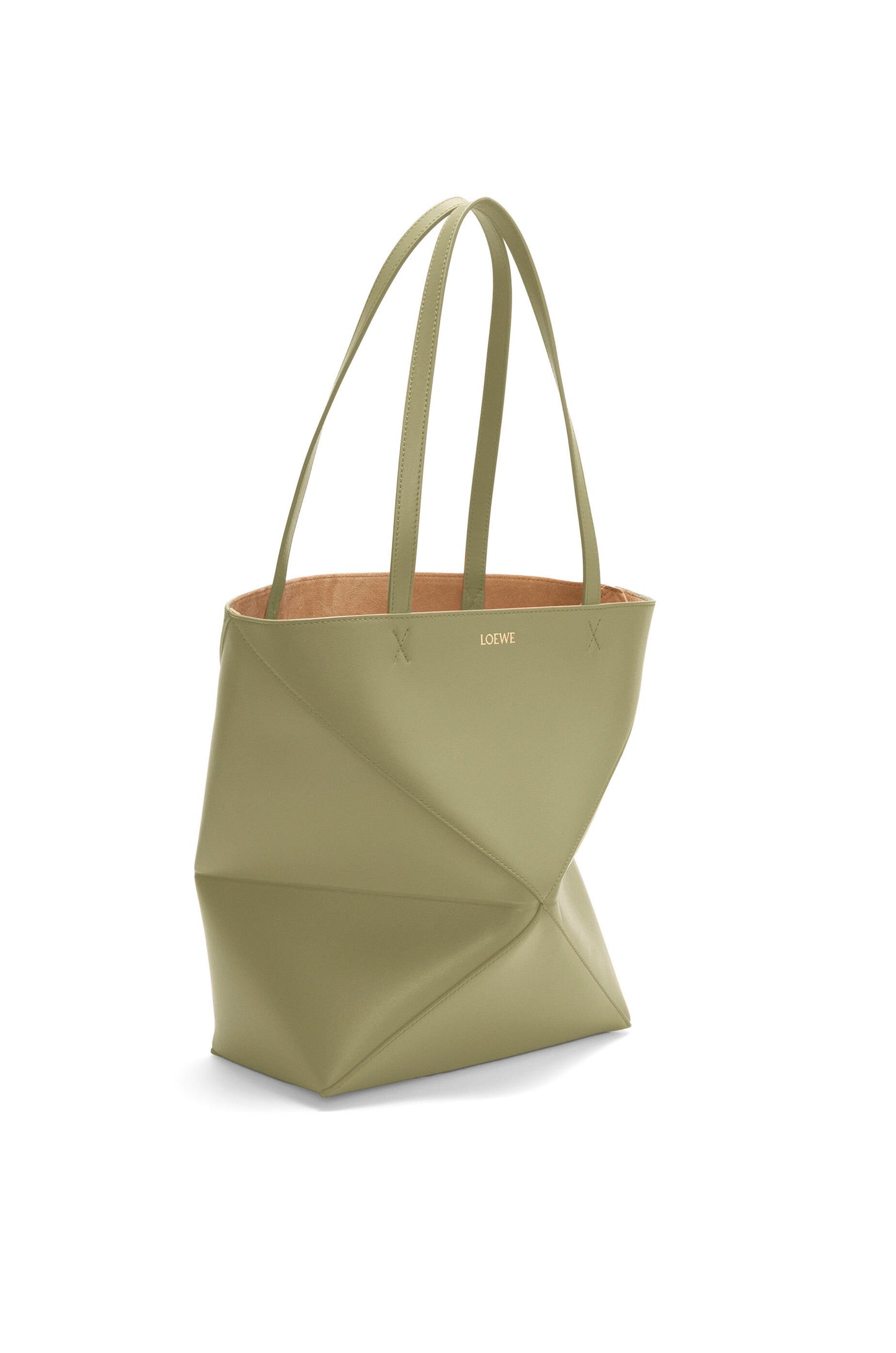 Medium Puzzle Fold tote in shiny calfskin