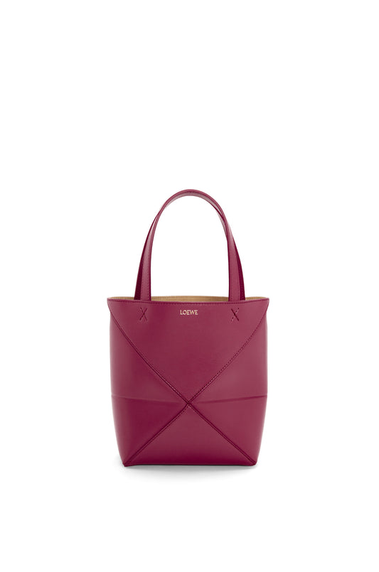 Mini Puzzle Fold tote in shiny calfskin